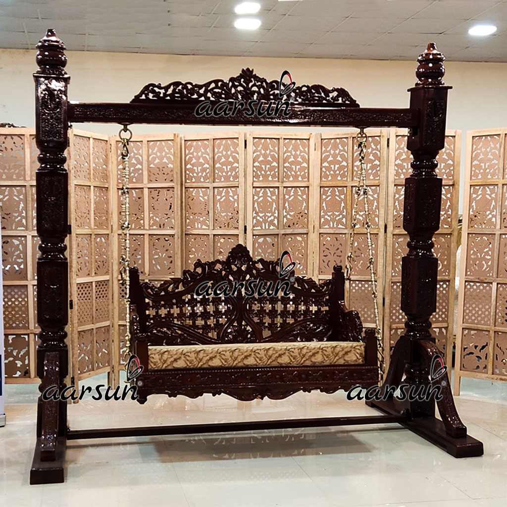 Indoor Jhula Handcrafted in Classic Design in Teak Wood