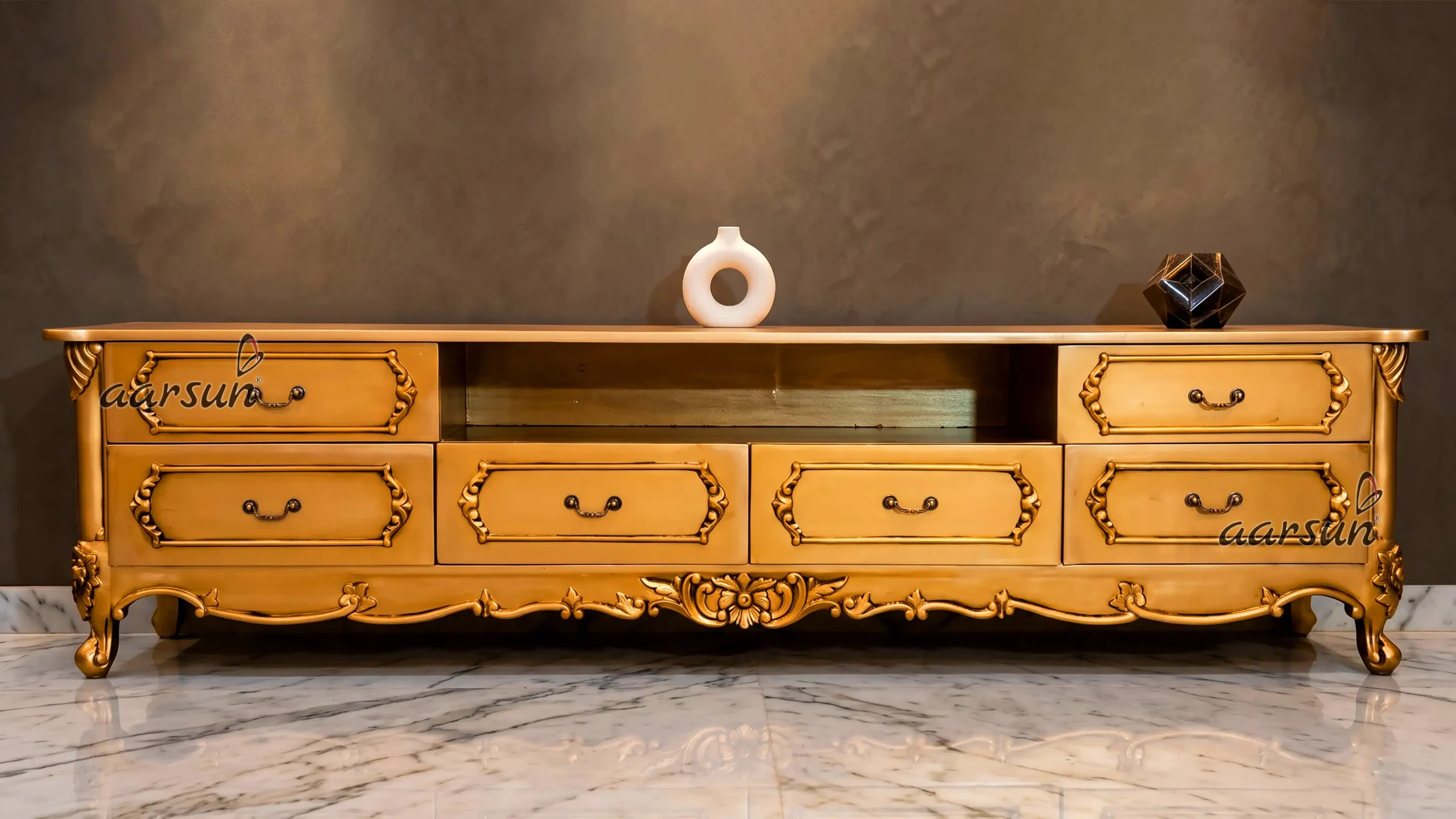 Antique Gold Wooden TV Cabinet YT-310