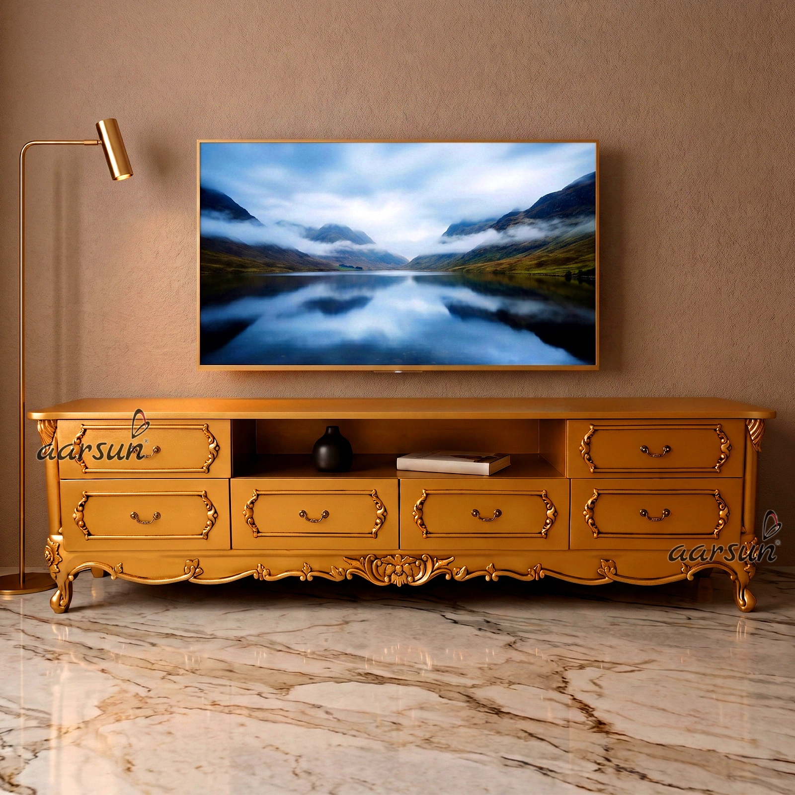 Image for Antique Gold Wooden TV Cabinet YT-310
