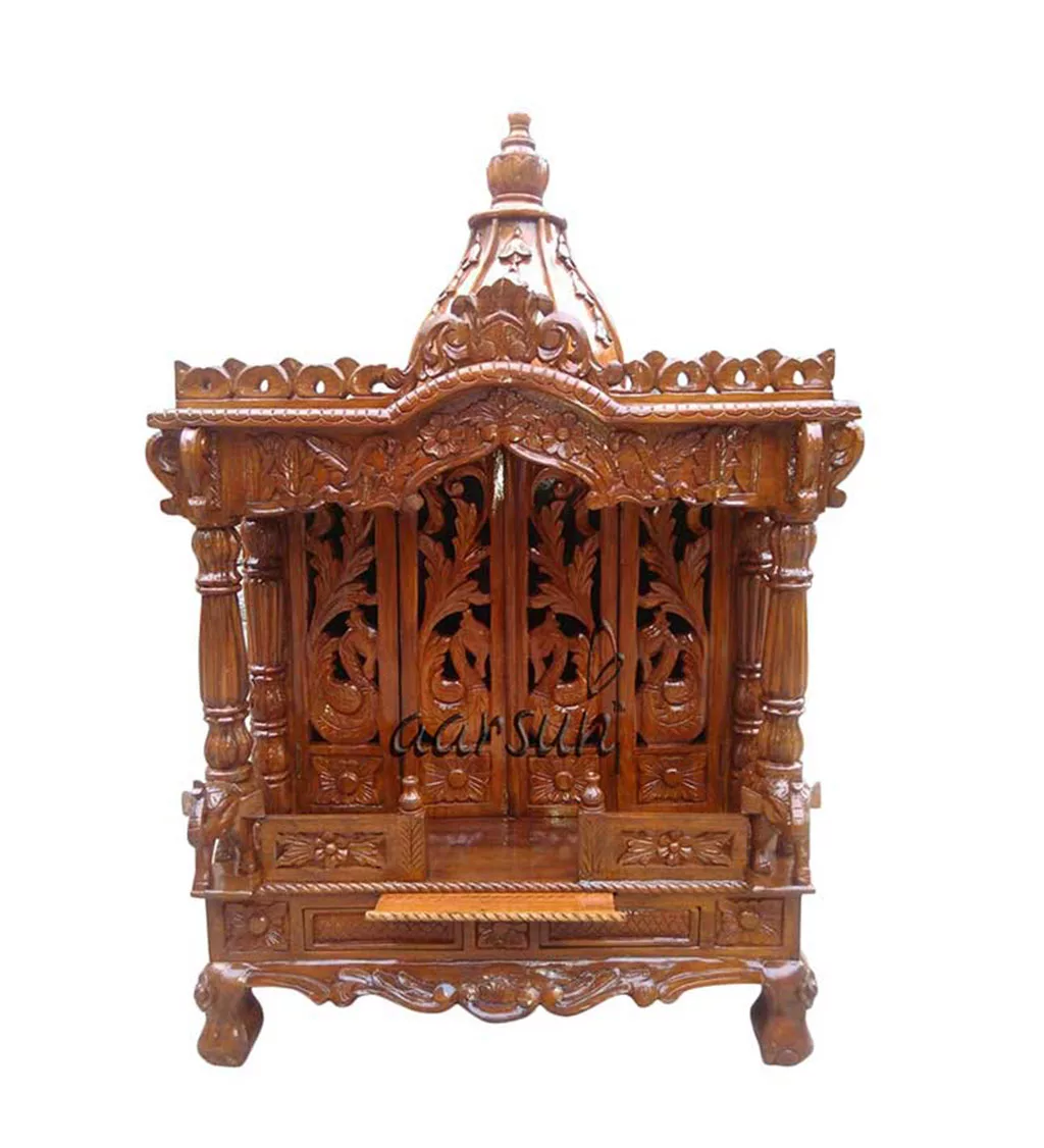 Carved Wooden Mandir Uh Mndr 0131 design