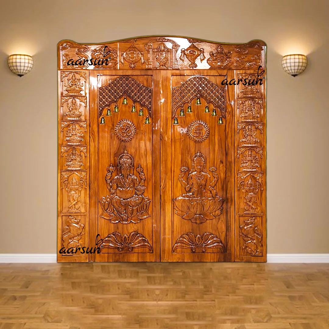 Pooja Room Doors ประตูไม้ลายท๊อปราคาโรงงาน