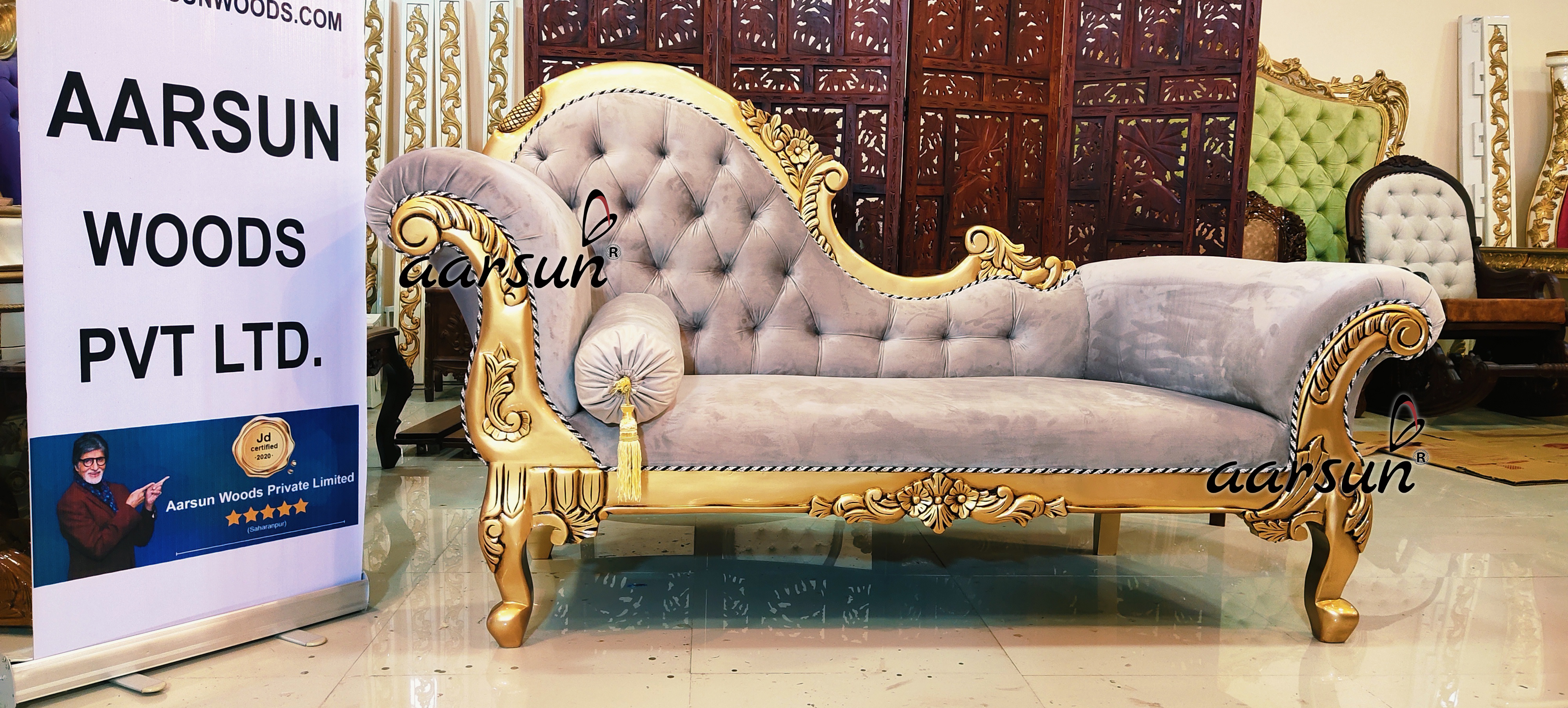 Antique Gold Finish Divan Chaise Lounge YT-314