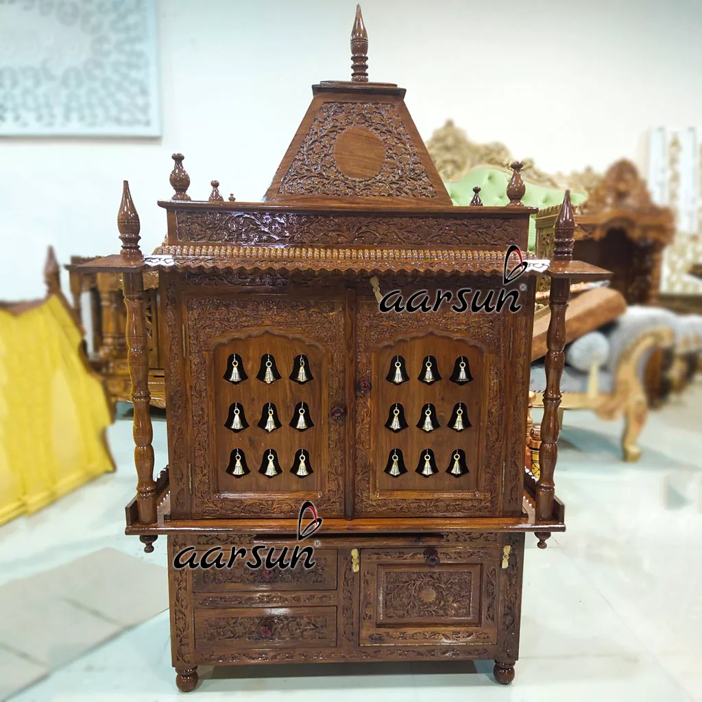 Handcrafted Sheesham Wood Bell Temple Mandir Uh Yt 335 design