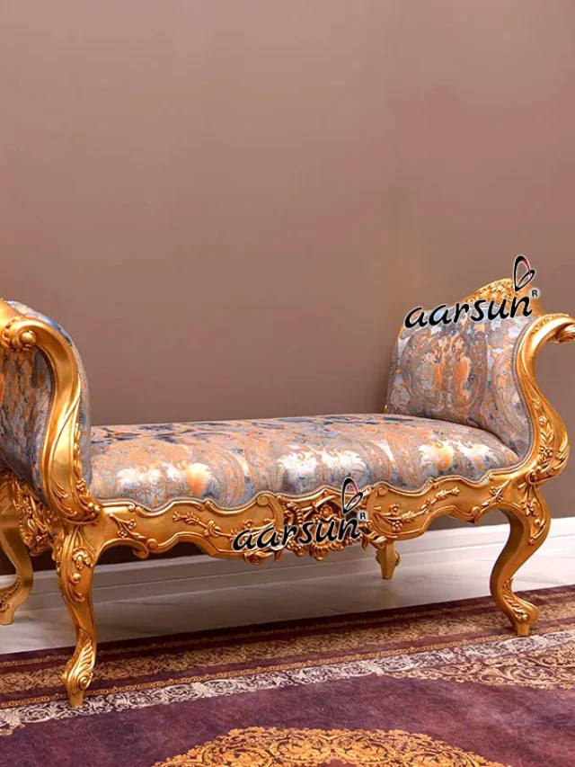 Royal Settee in Solid Wood with Gold finish and Floral Fabric