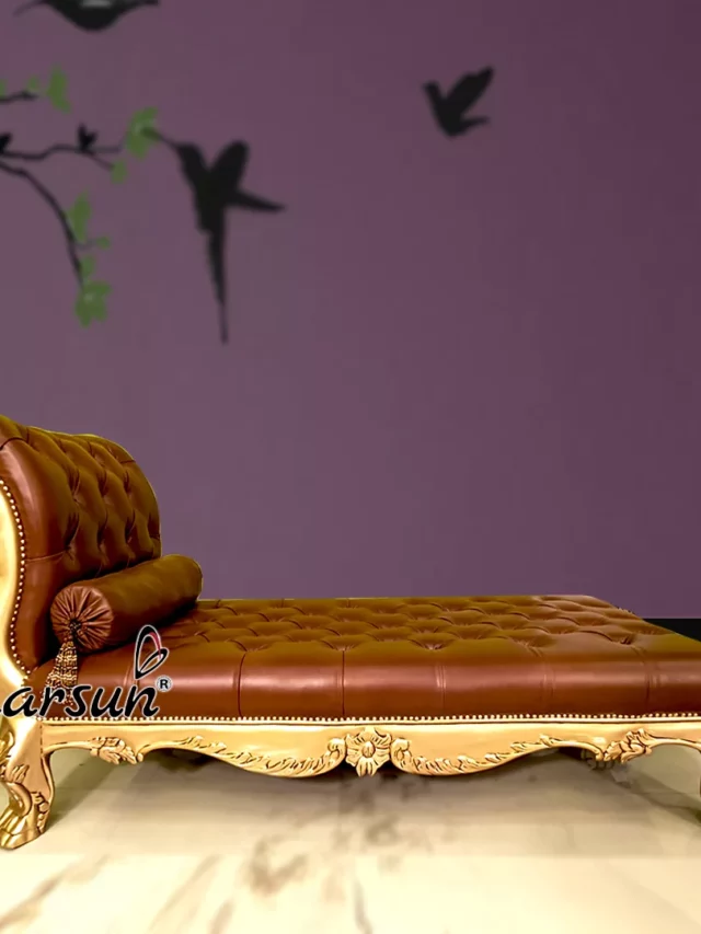 Unique Royal Love Settee-A in Gold and tufted leatherette