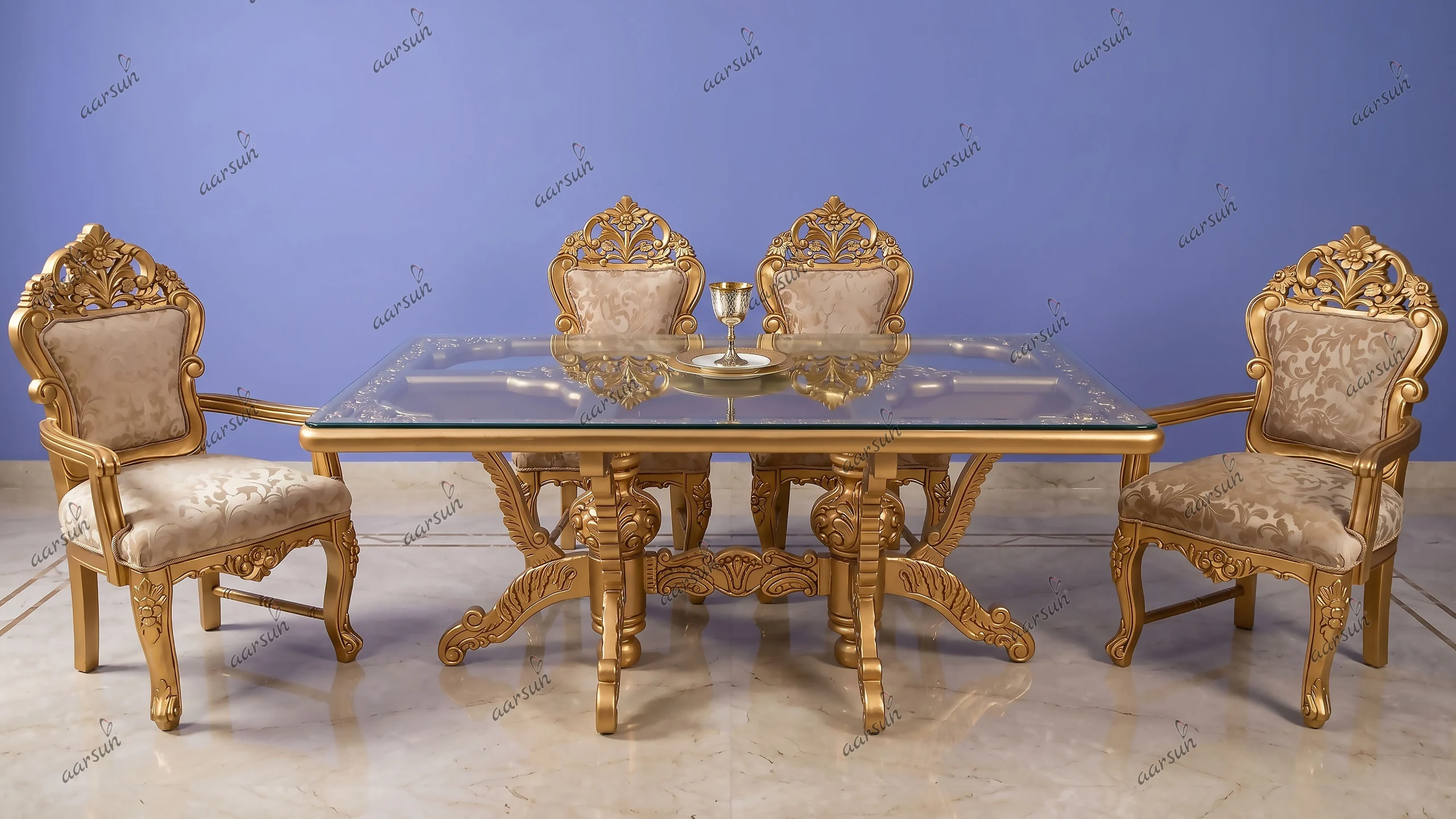 dining Set in Gold finish best price global delivery