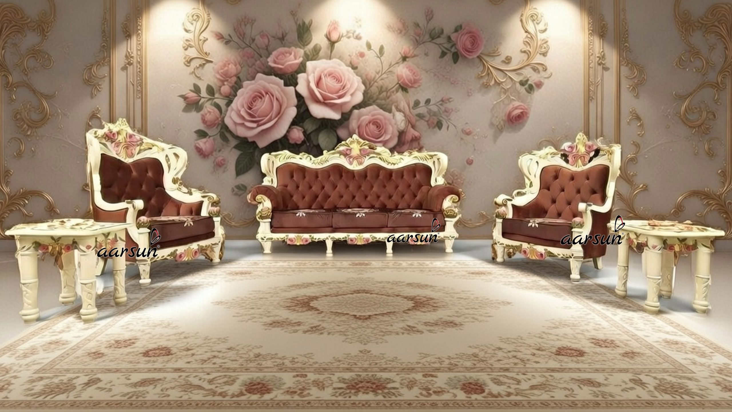 Ultra Luxury Sofa Set with Gold Leafing YT-684