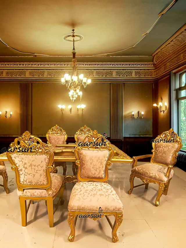 dining Set in Gold finish best price global delivery