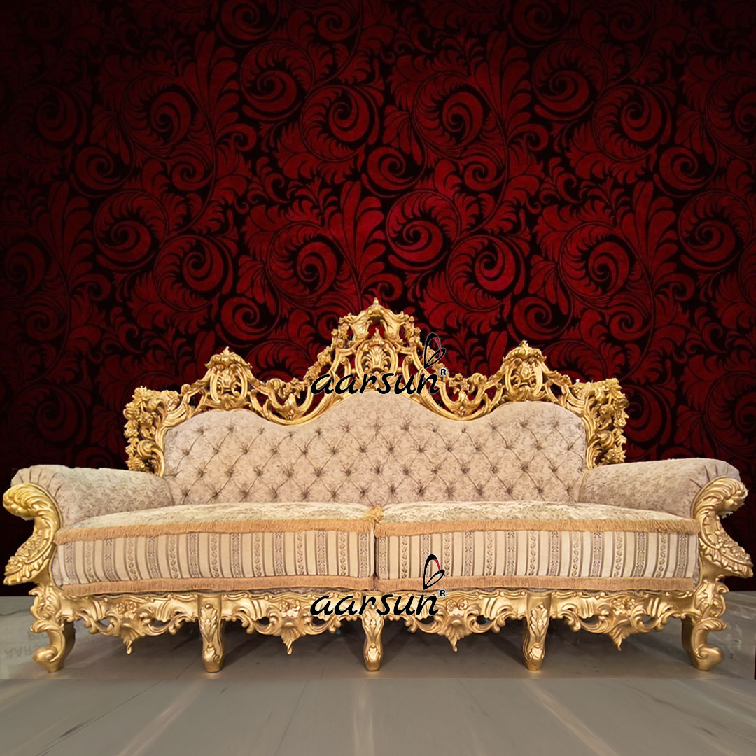 Ultra Luxury Gold Leafing Sofa Set-C
