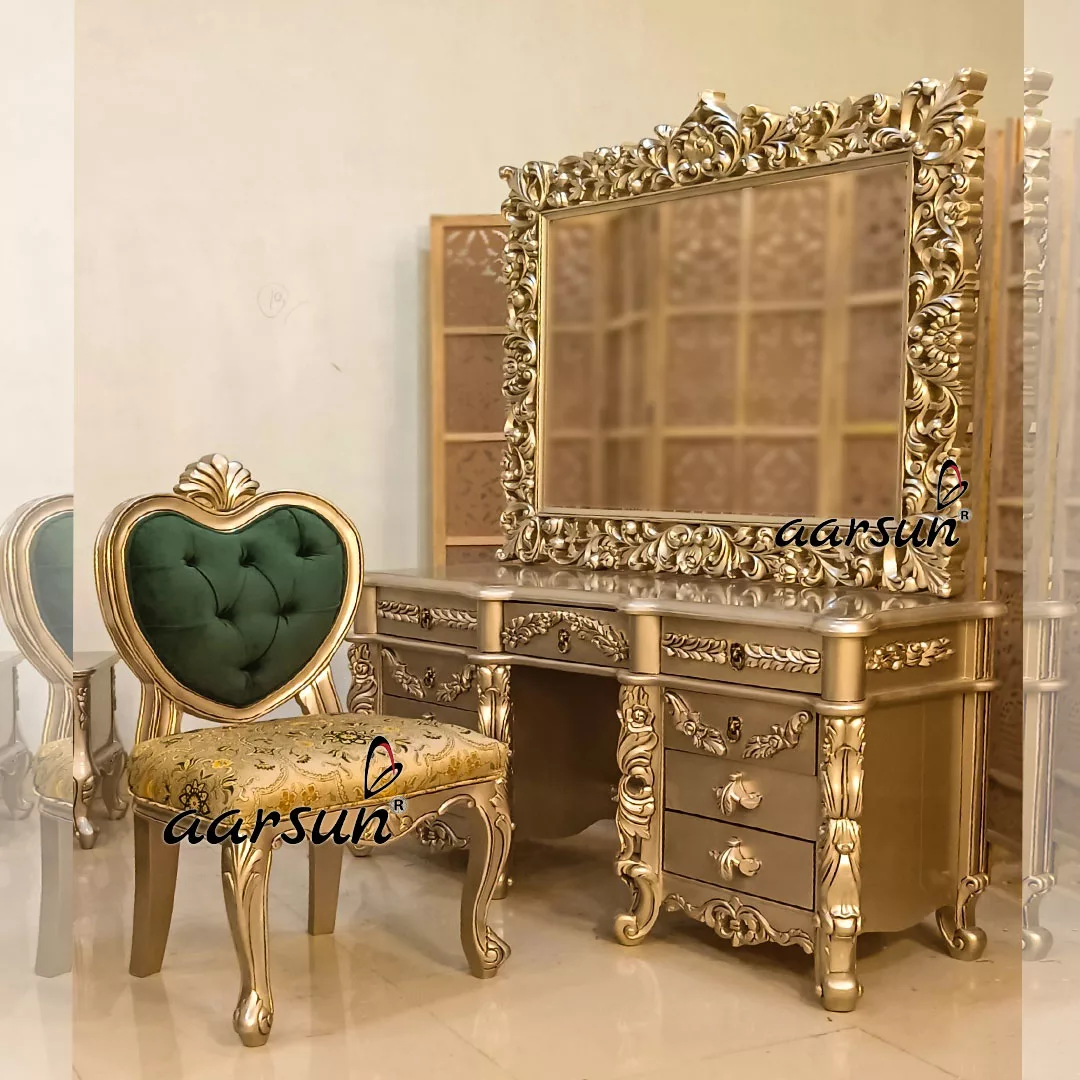 Luxury Mirrored Glass 2 Drawer Dressing Table - India | Ubuy