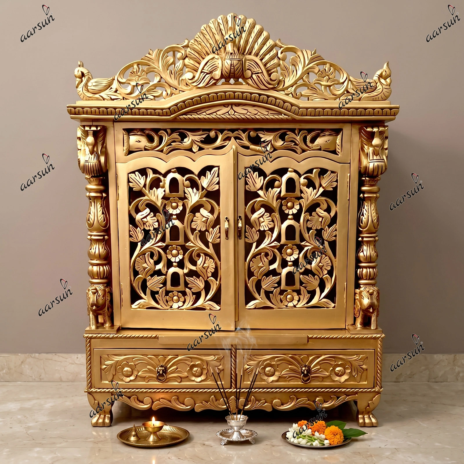 3 feet by 4 Feet Pooja Mandir Exclusive Design - YT730