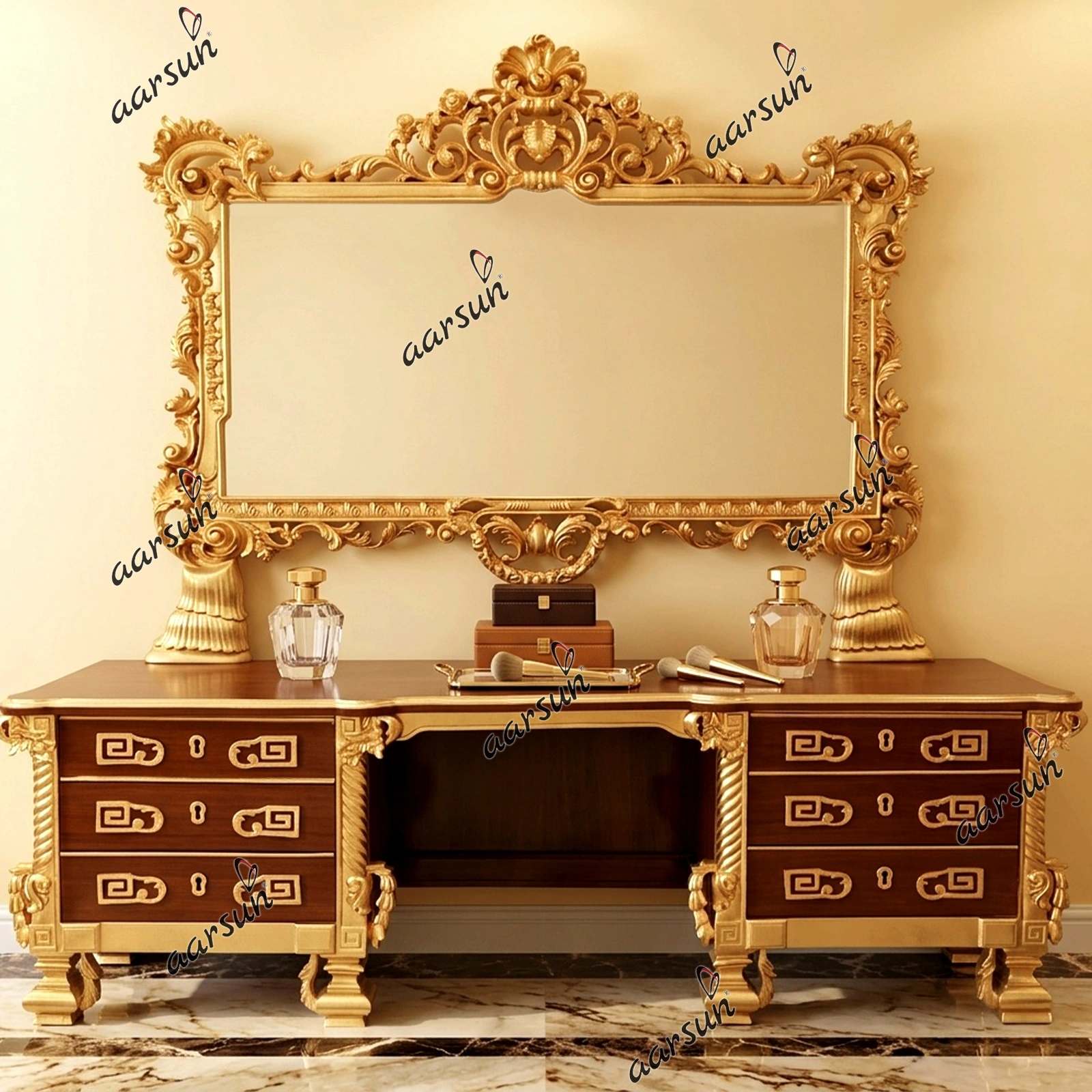 Luxury Dresser With Gold Leafing
