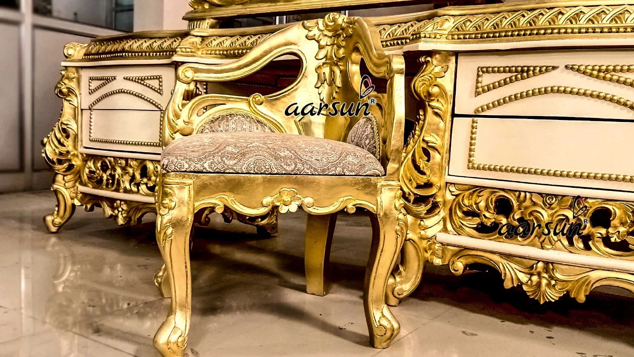 Aarsun Luxurious Bedroom Furniture in Gold-D