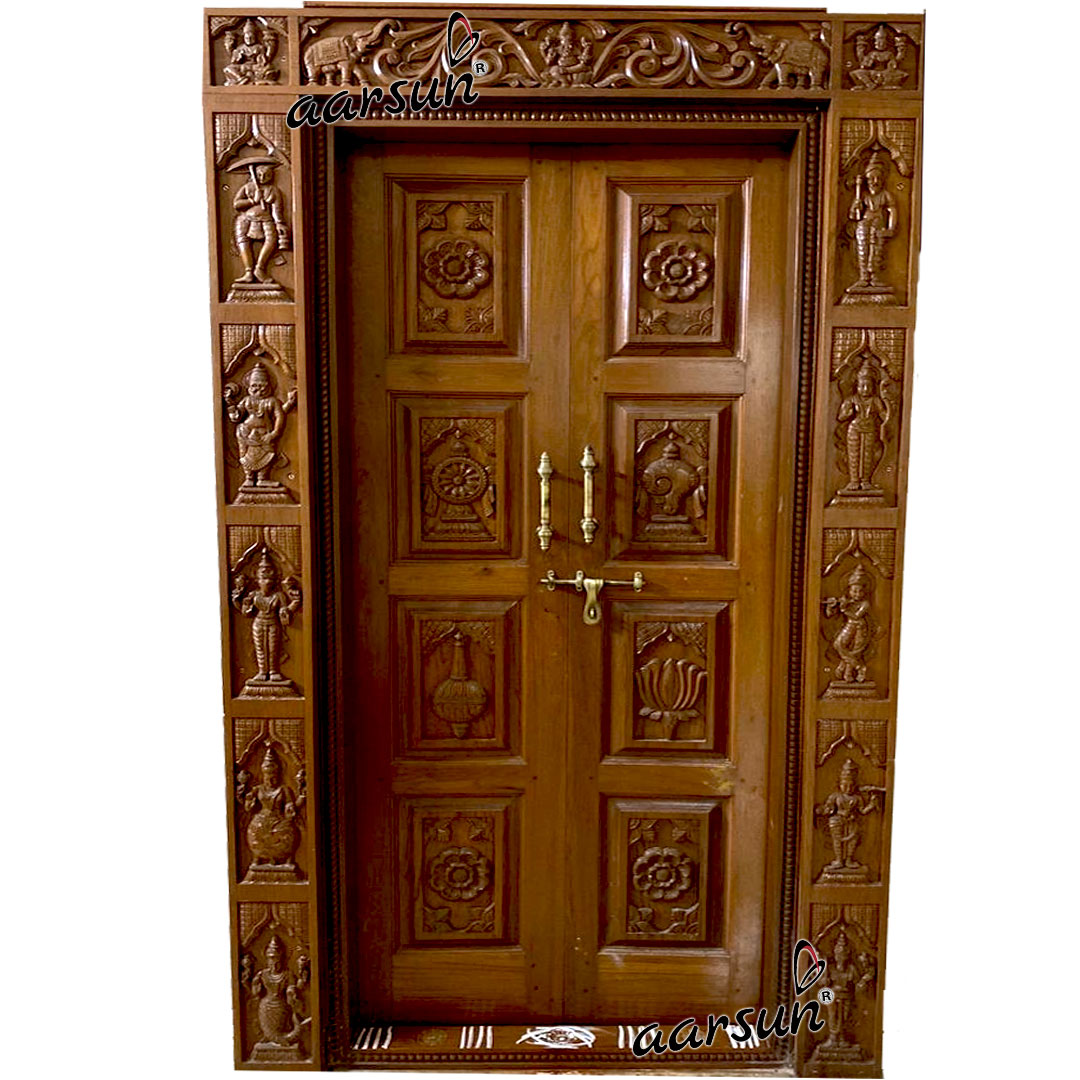 Carved Special Pooja Room Door -182 - Aarsun
