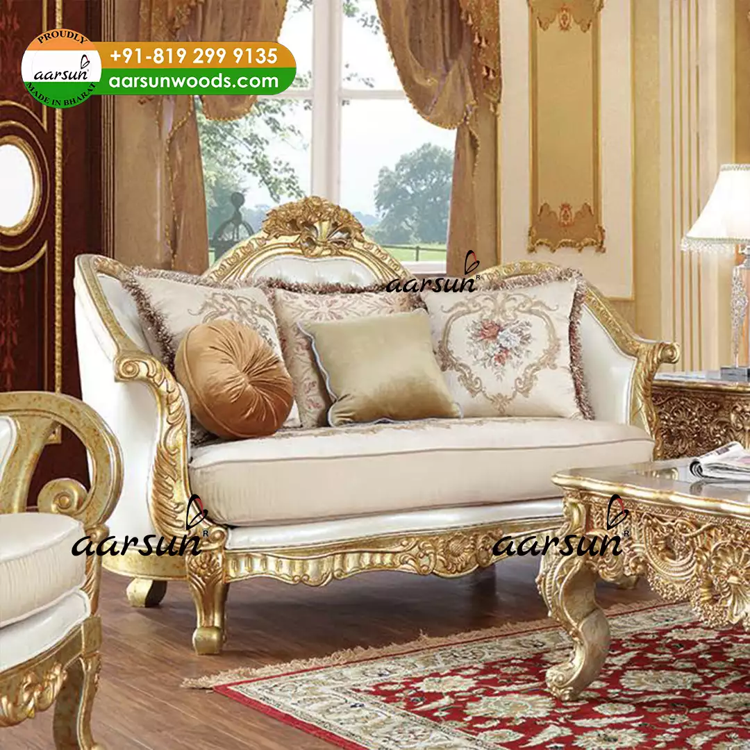 I-European Style Luxury Sofa e-Royal Gold Finish ngu-Aarsun