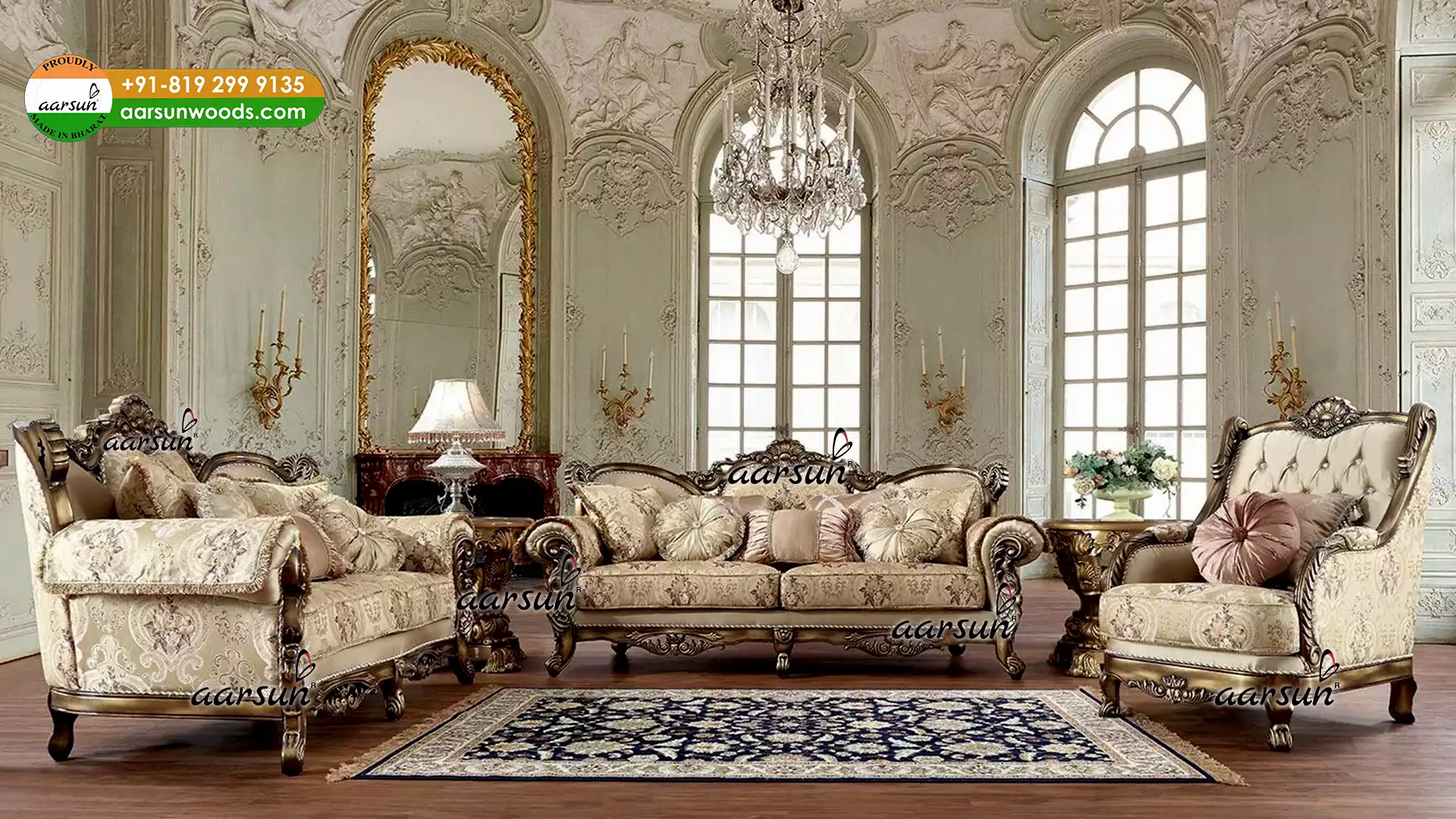 Exclusivo conxunto de sofás de luxo europeo Aspecto frontal