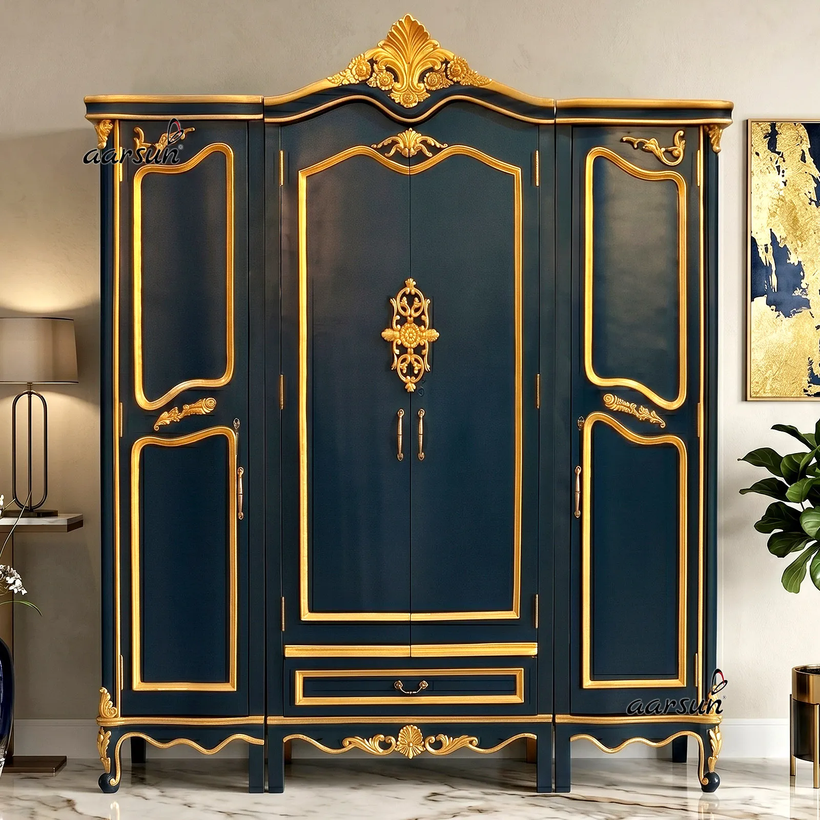 Exclusive Wardrobe in Persian Blue, Wooden Almirah