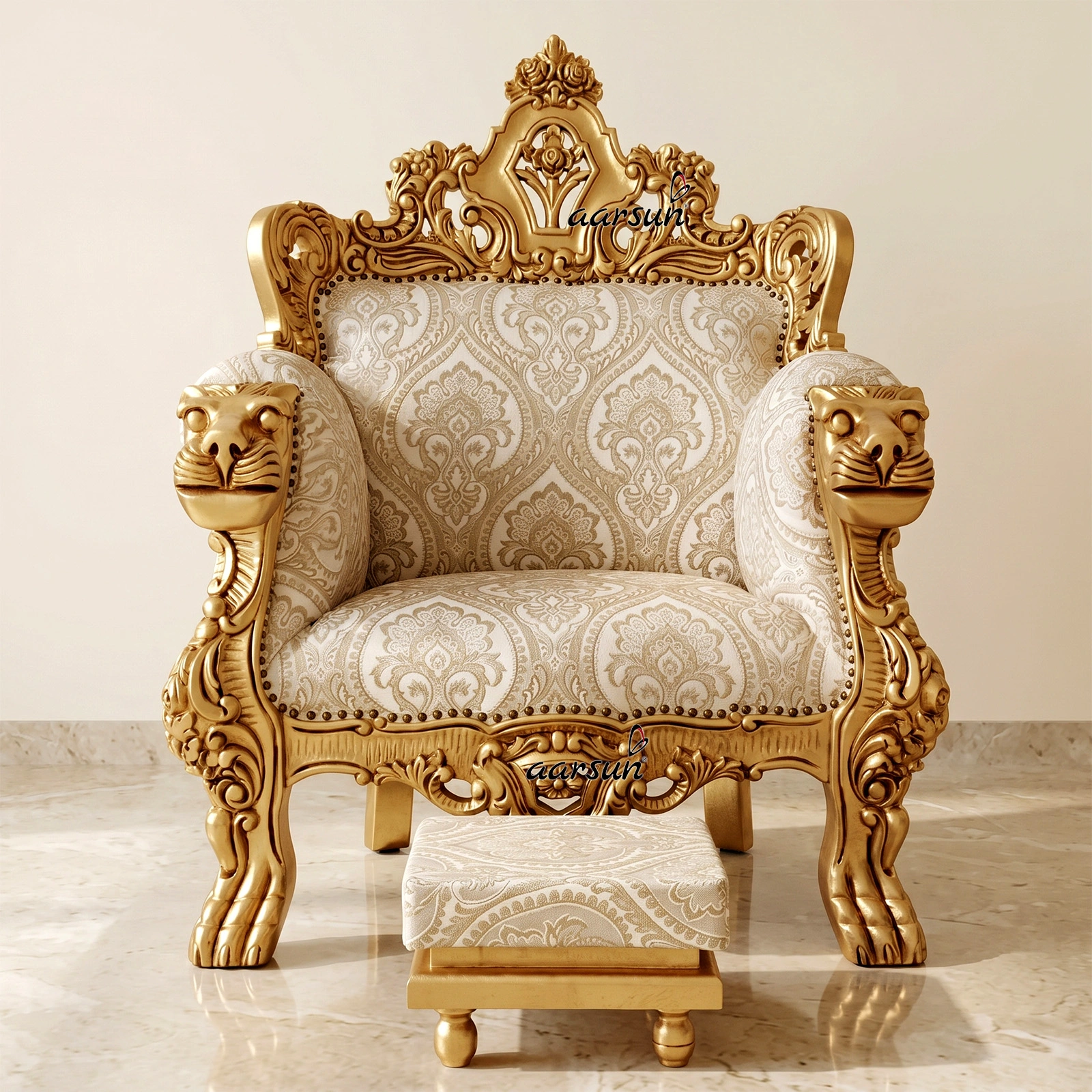 Guru Ji Satsang Chair with Stool in teak wood