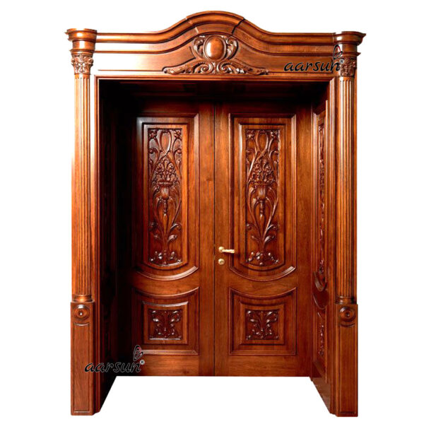 Natural Teak Wood Double Door