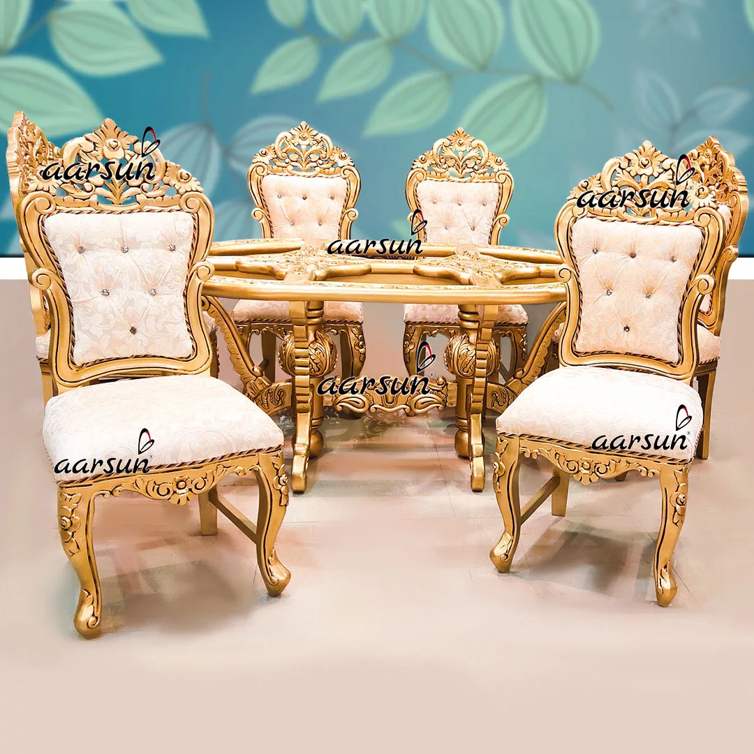 6-Seater-Antique-Gold-Oval-Dining-Set