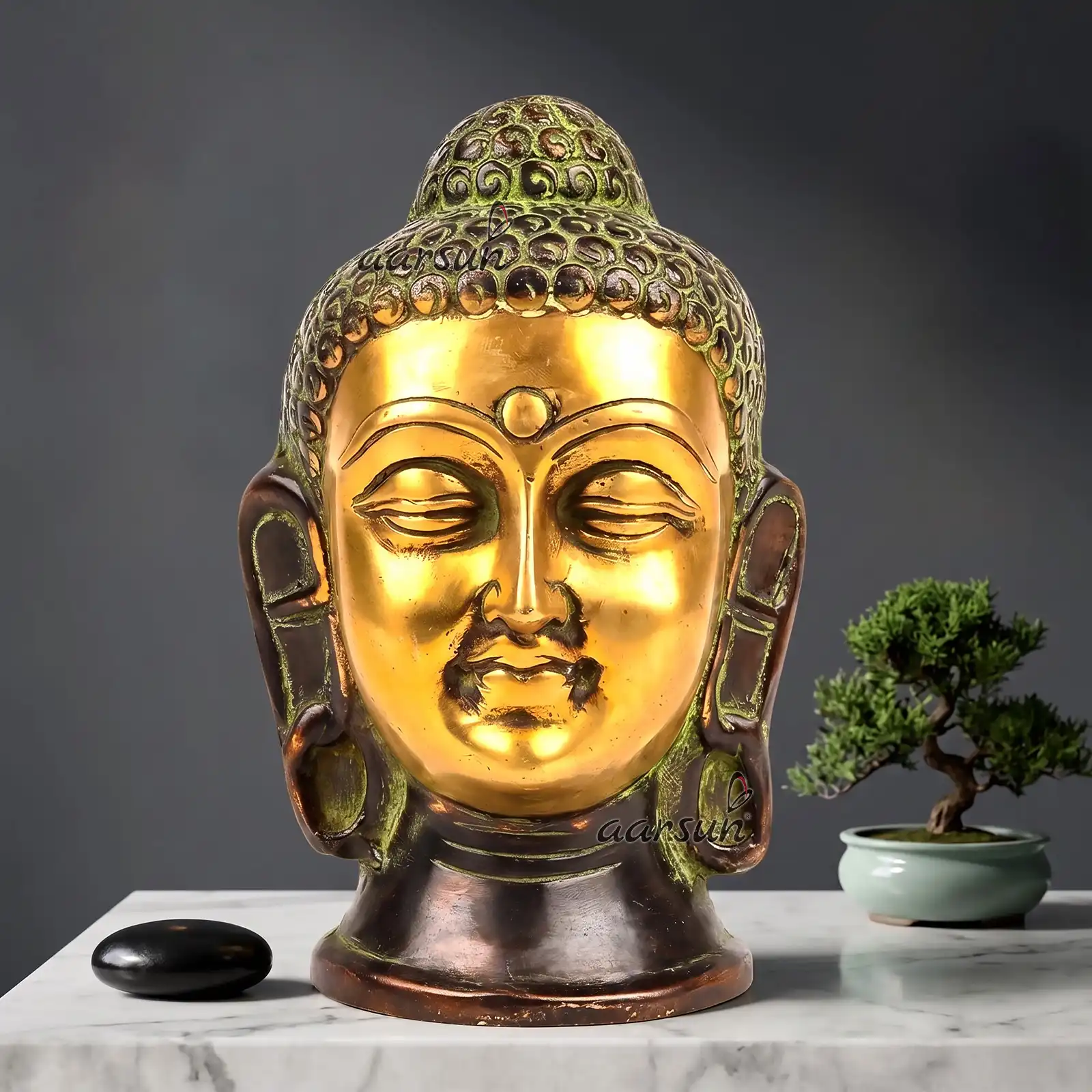 Brass Lord Buddha Head Statue BS-007