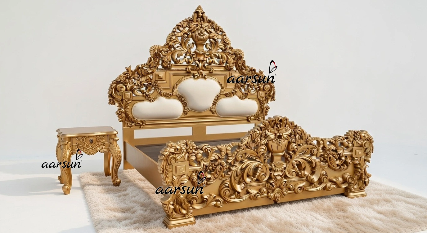 Hand-Carved King Size Bed