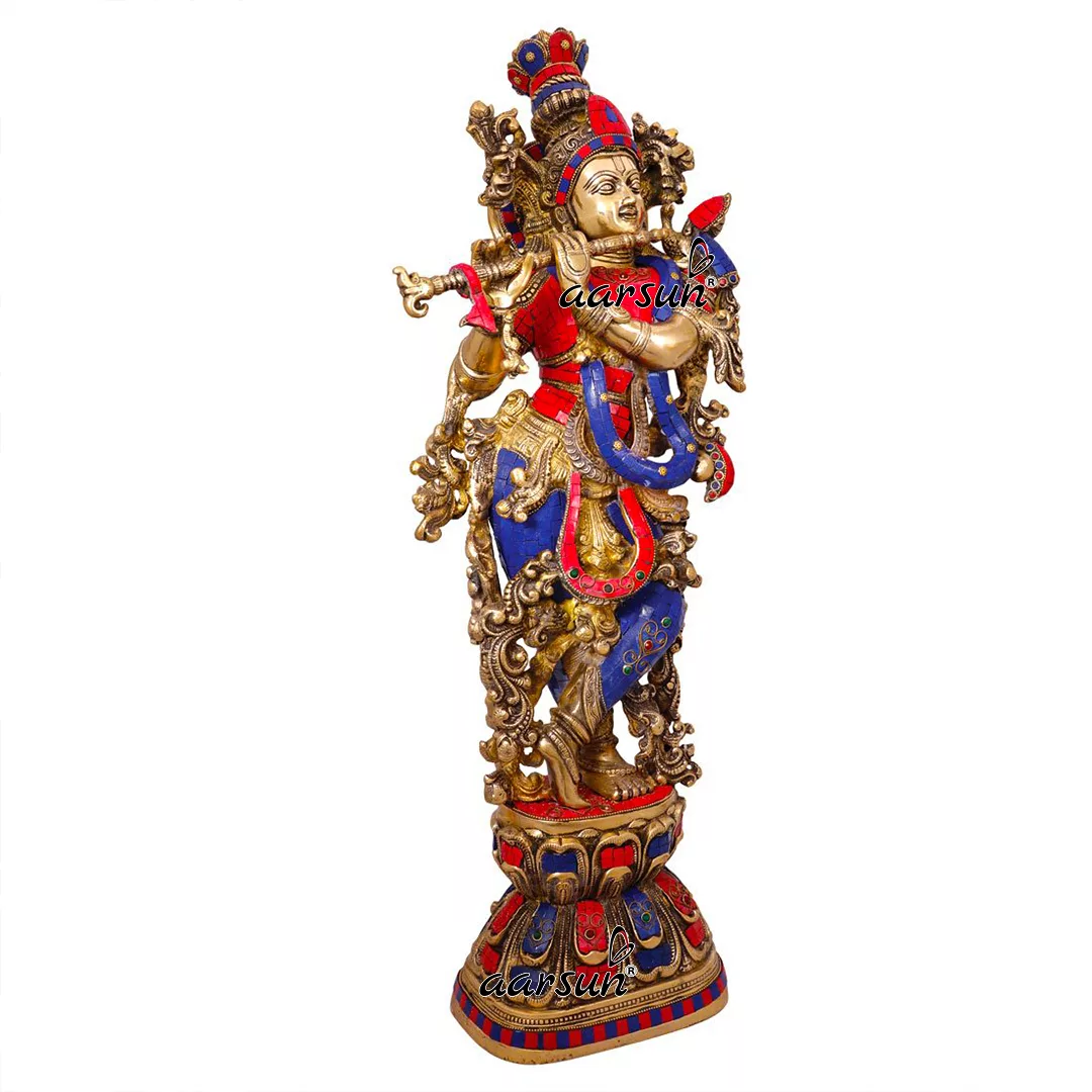 Lord Krishna Brass Statue for Home Brand - Aarsun
