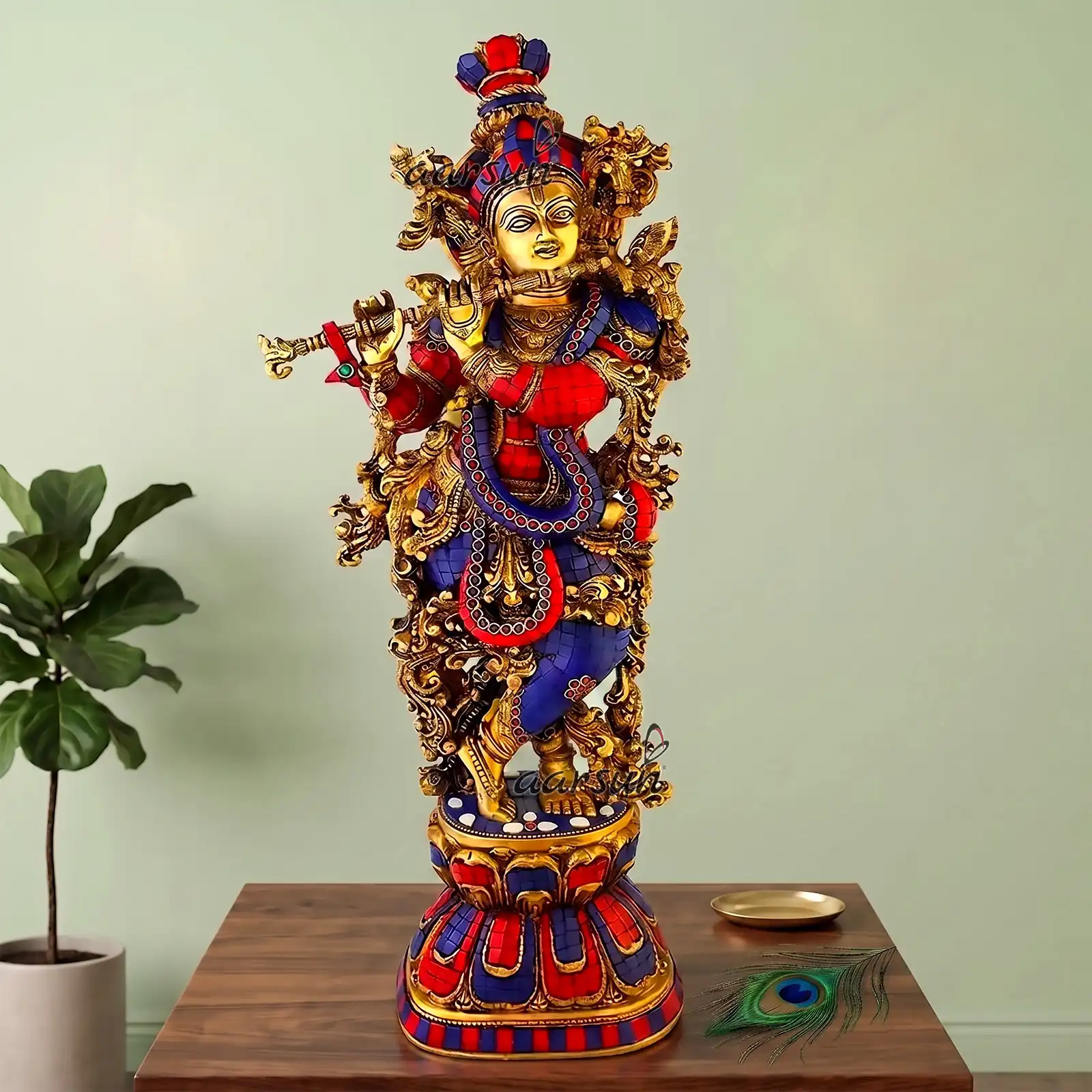 Lord Krishna Brass Statue KS-001