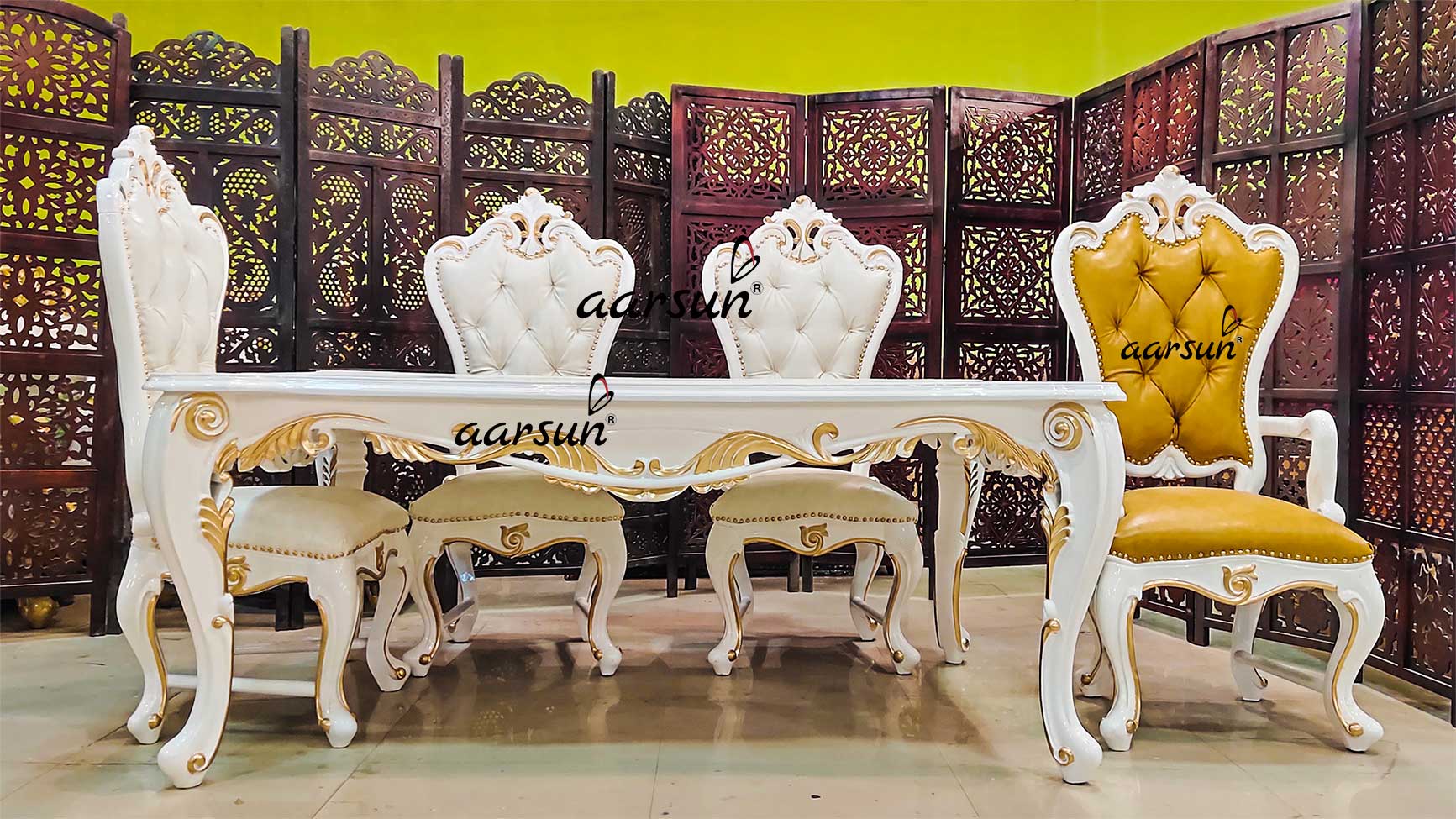 Royal-Dining-Set-6-Seater-in-White-Gold-YT-581-D