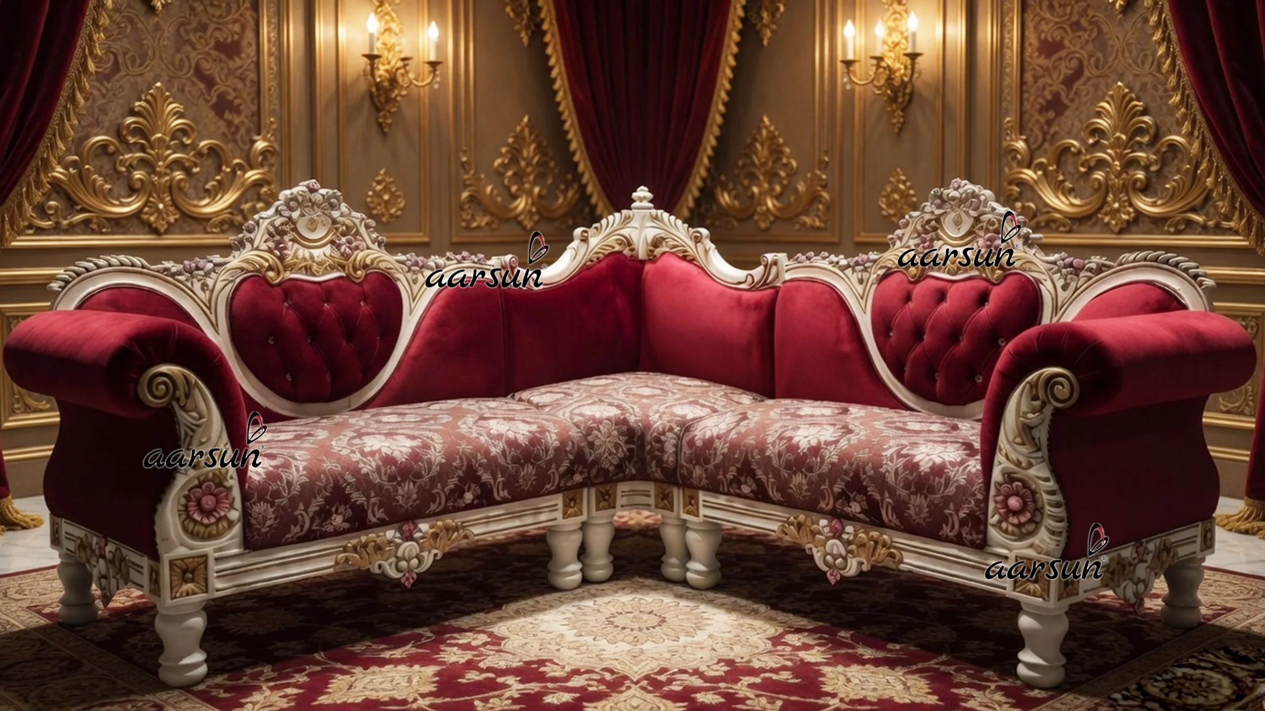 Royal Sectional Sofa in Red