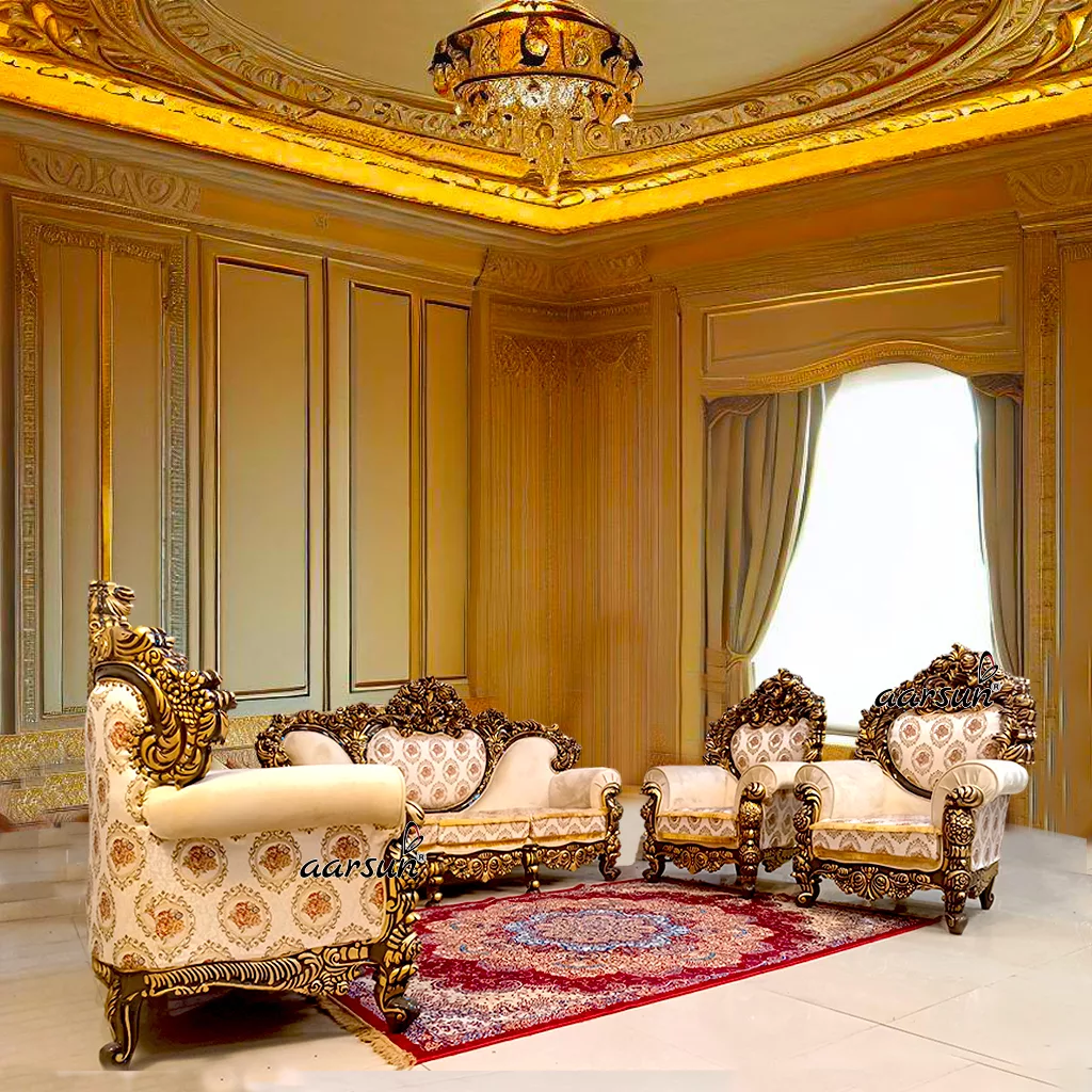 Royal Sofa Set in Gold Paint