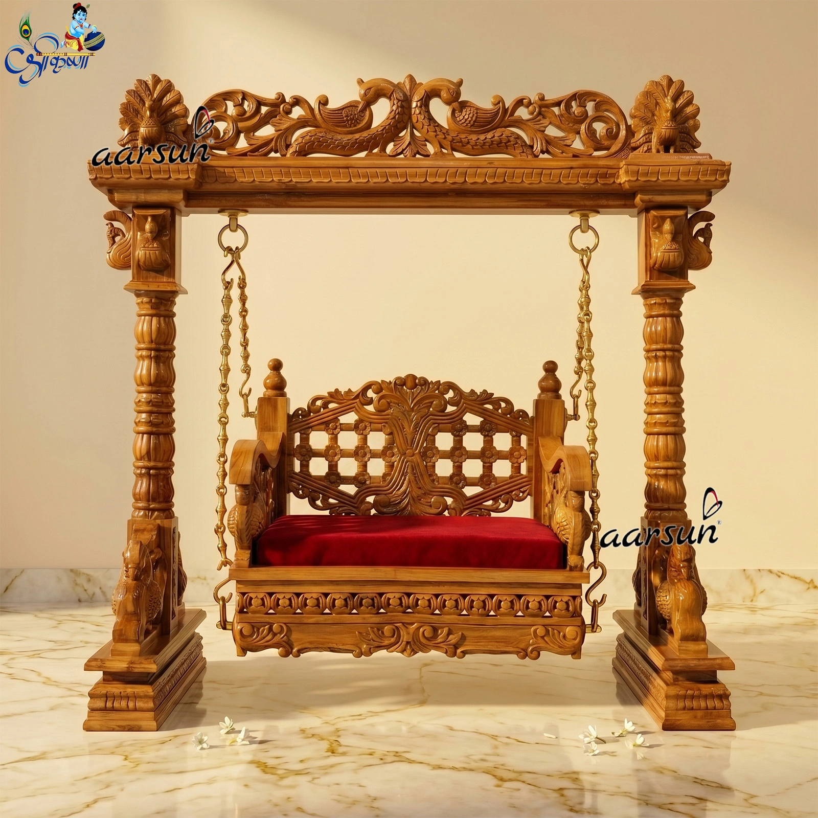 Teak Wood Cradle for Laddu Gopal Ji