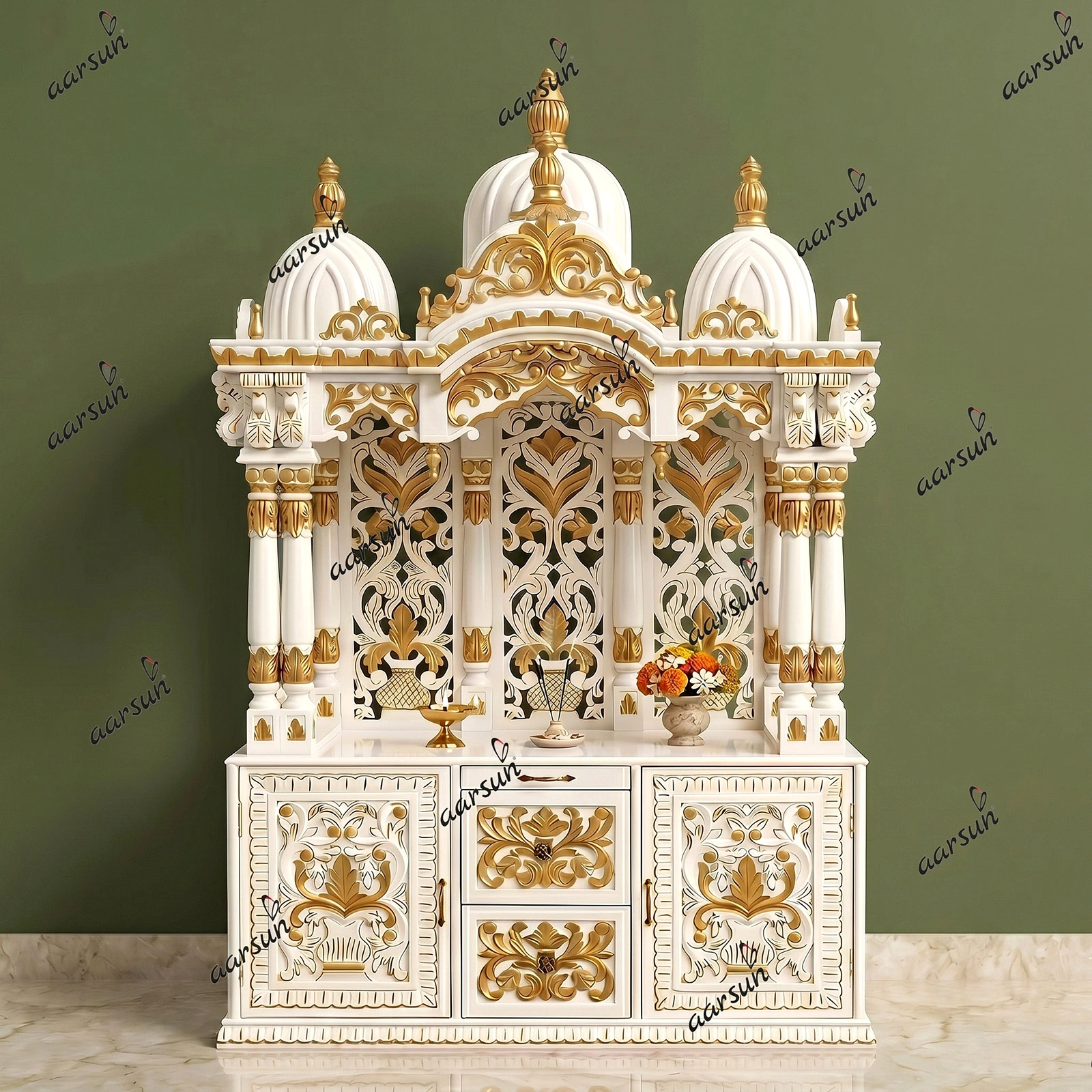 Buy White Gold Wooden Temple at Best Price