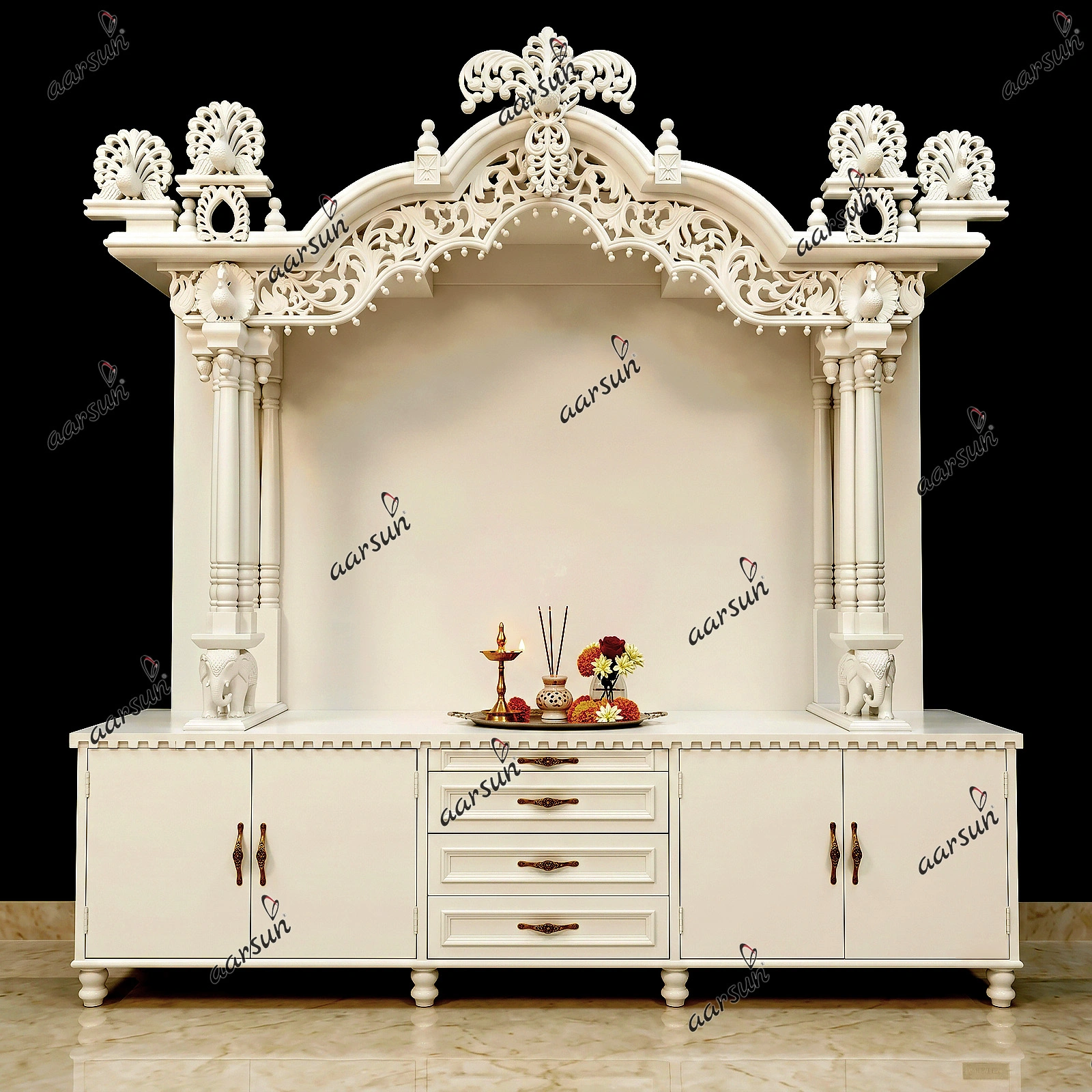 Wooden White Temple in satin paint