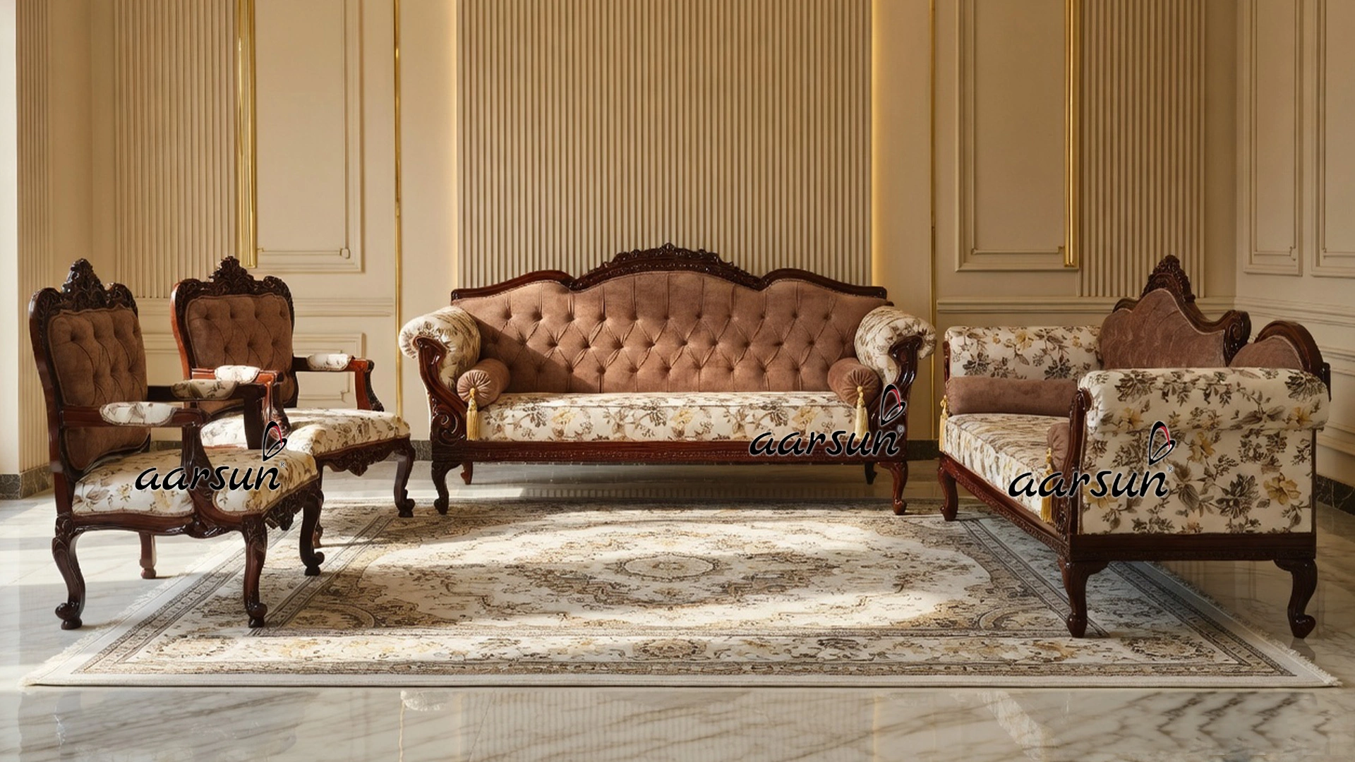 Wooden Sofa Set with Deewan