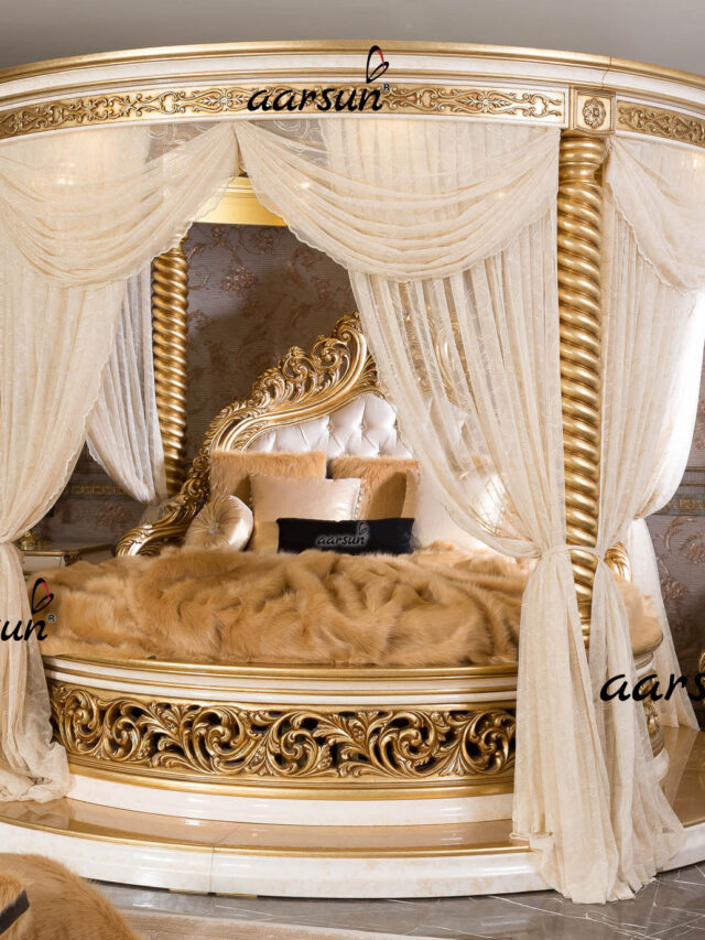 Aarsun-Round-bed-with-white-and-gold-polish