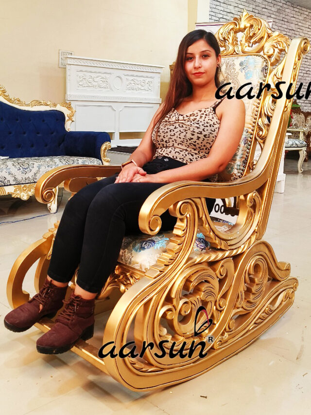 Wooden-Carved-Rocking-Chair-in-Gold-Polish