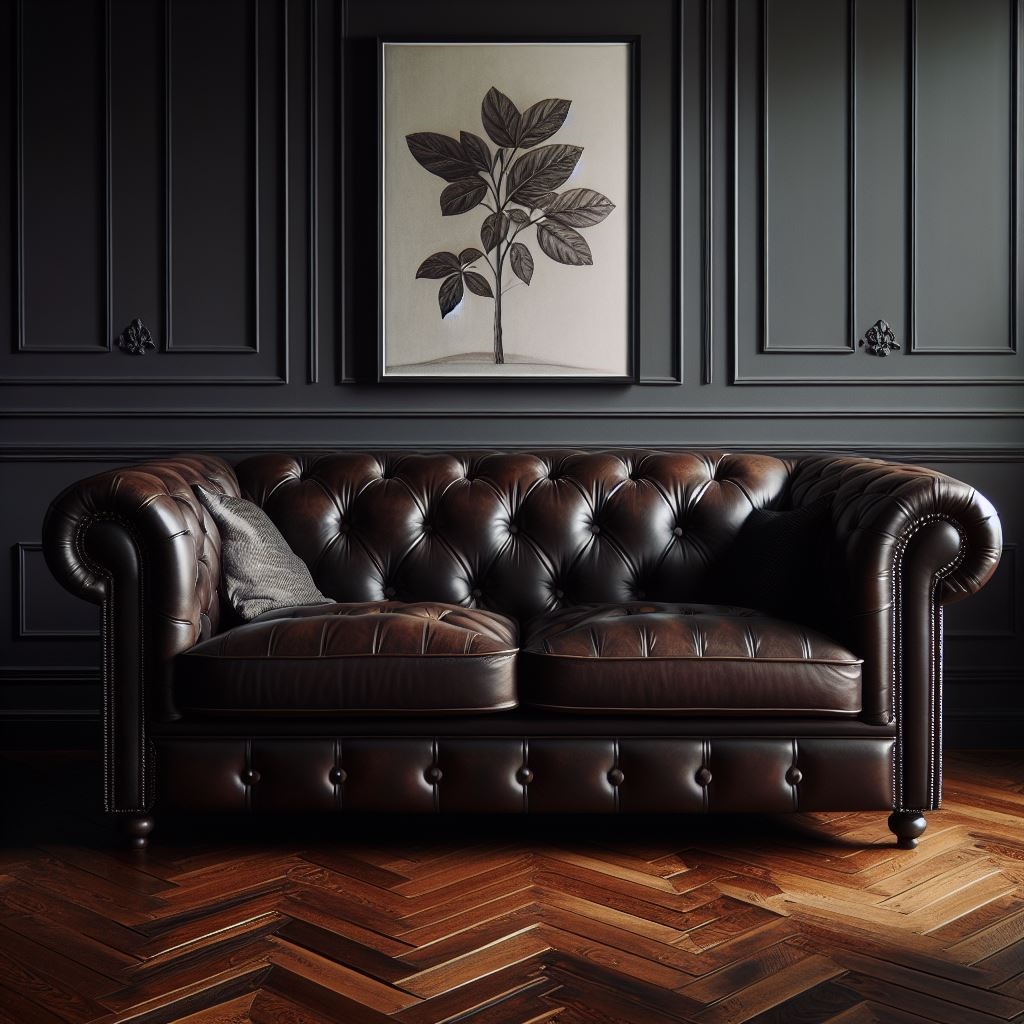 Brown Leather Couch - AI Generated