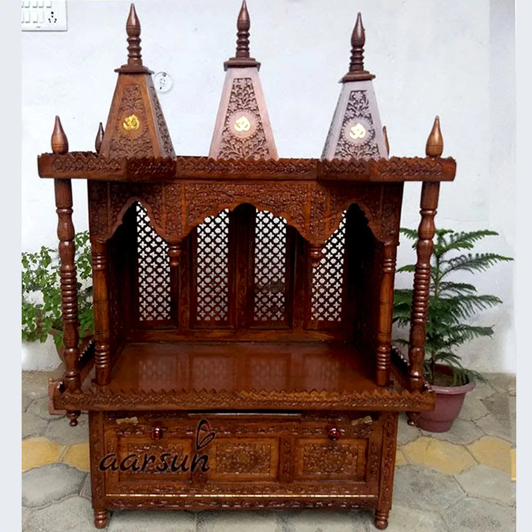 Handmade Pooja Mandir For Home Yt 193 Front design