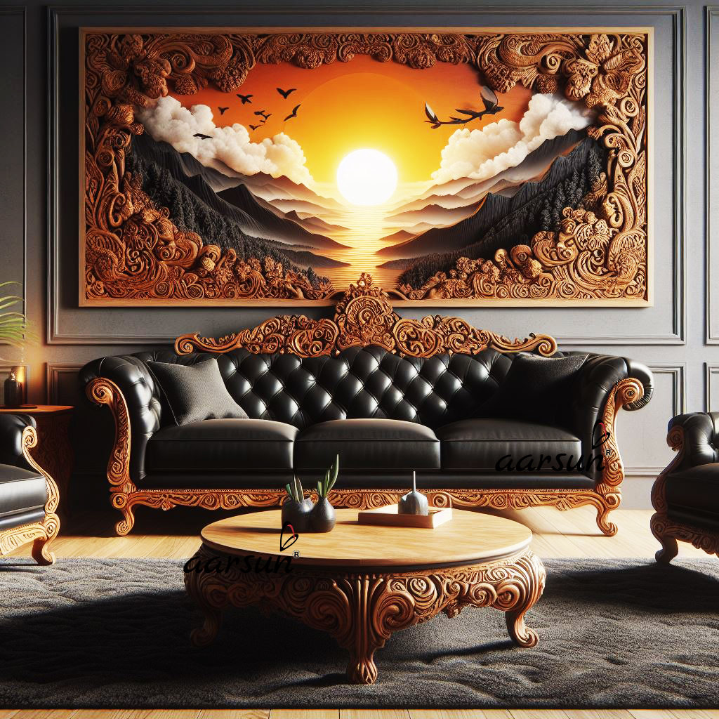Heavy Carved sofa set Design