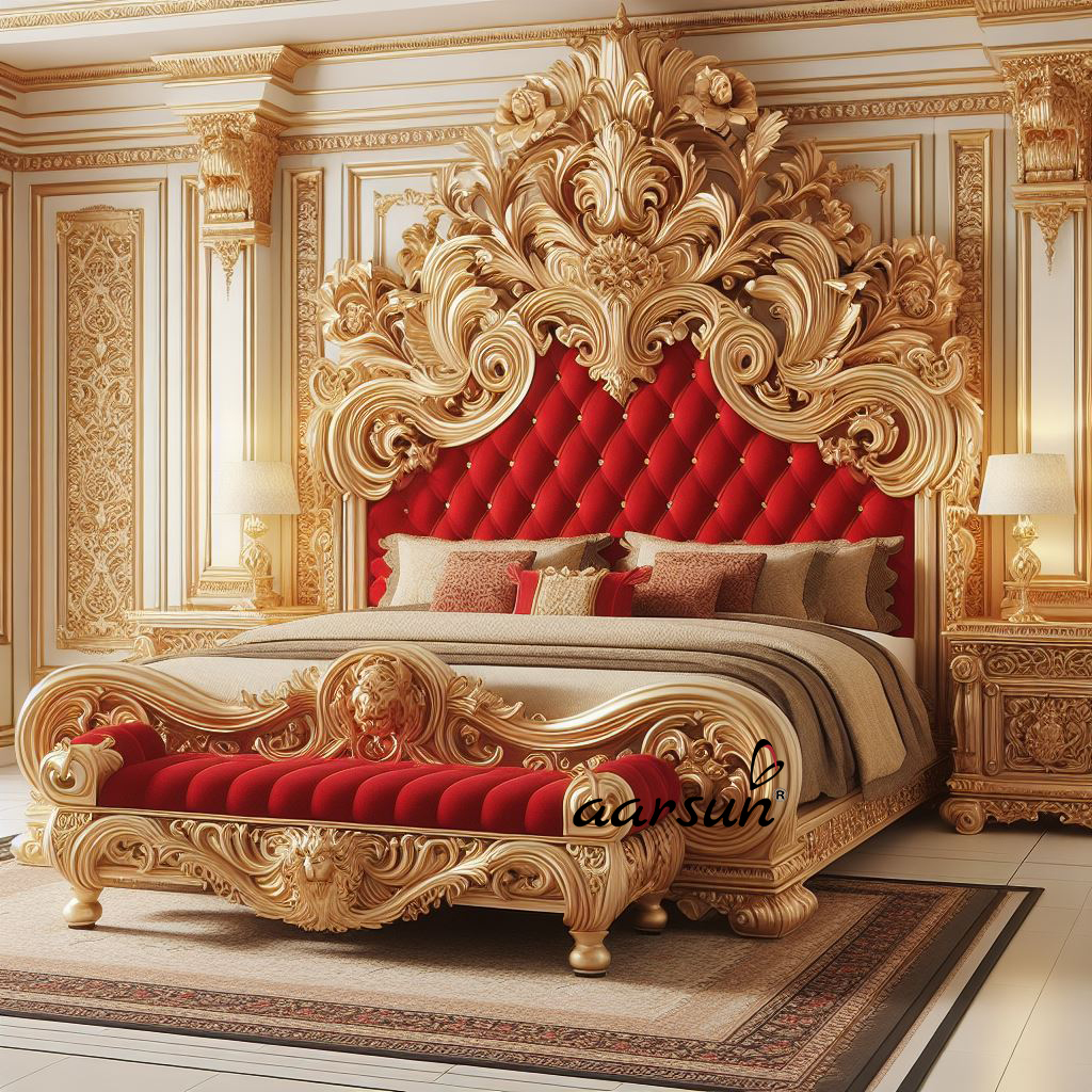 King-Size Wooden Bed - AI Generated Image