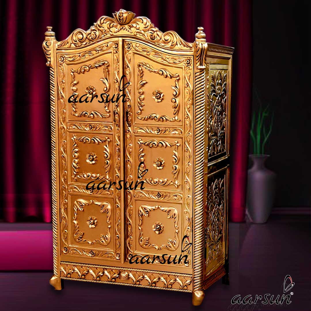 Royal-Wardrobes-in-Antique-Gold-Paint-Fully-Carved-in-Teak-YT-428
