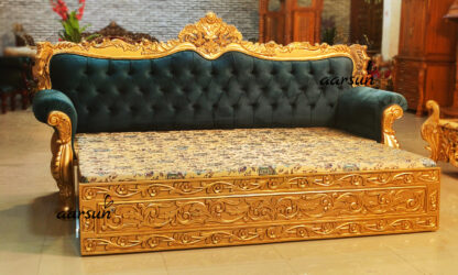 Sofa Cum Bed in Antique Gold