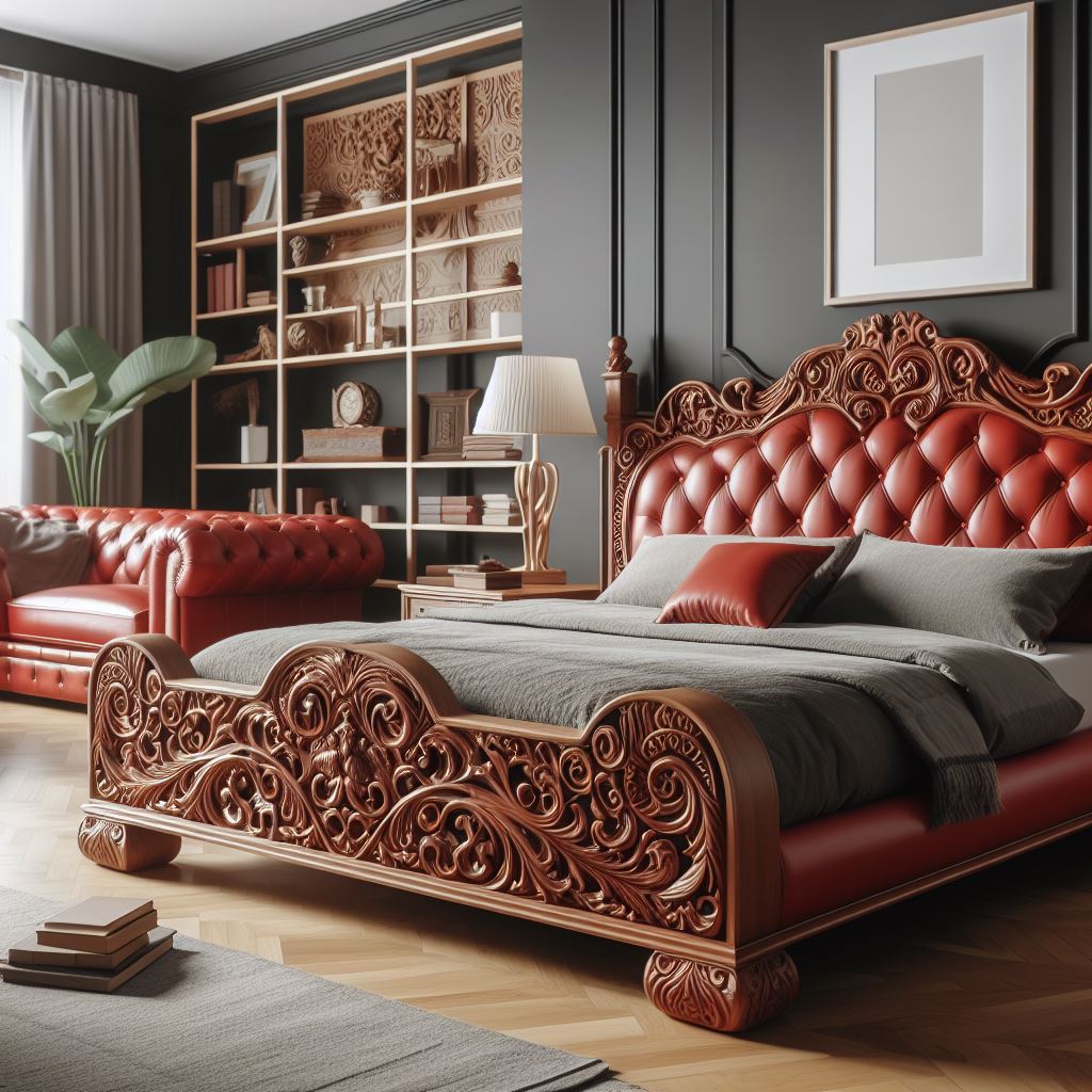 Stylish Wooden Bed - AI Generated