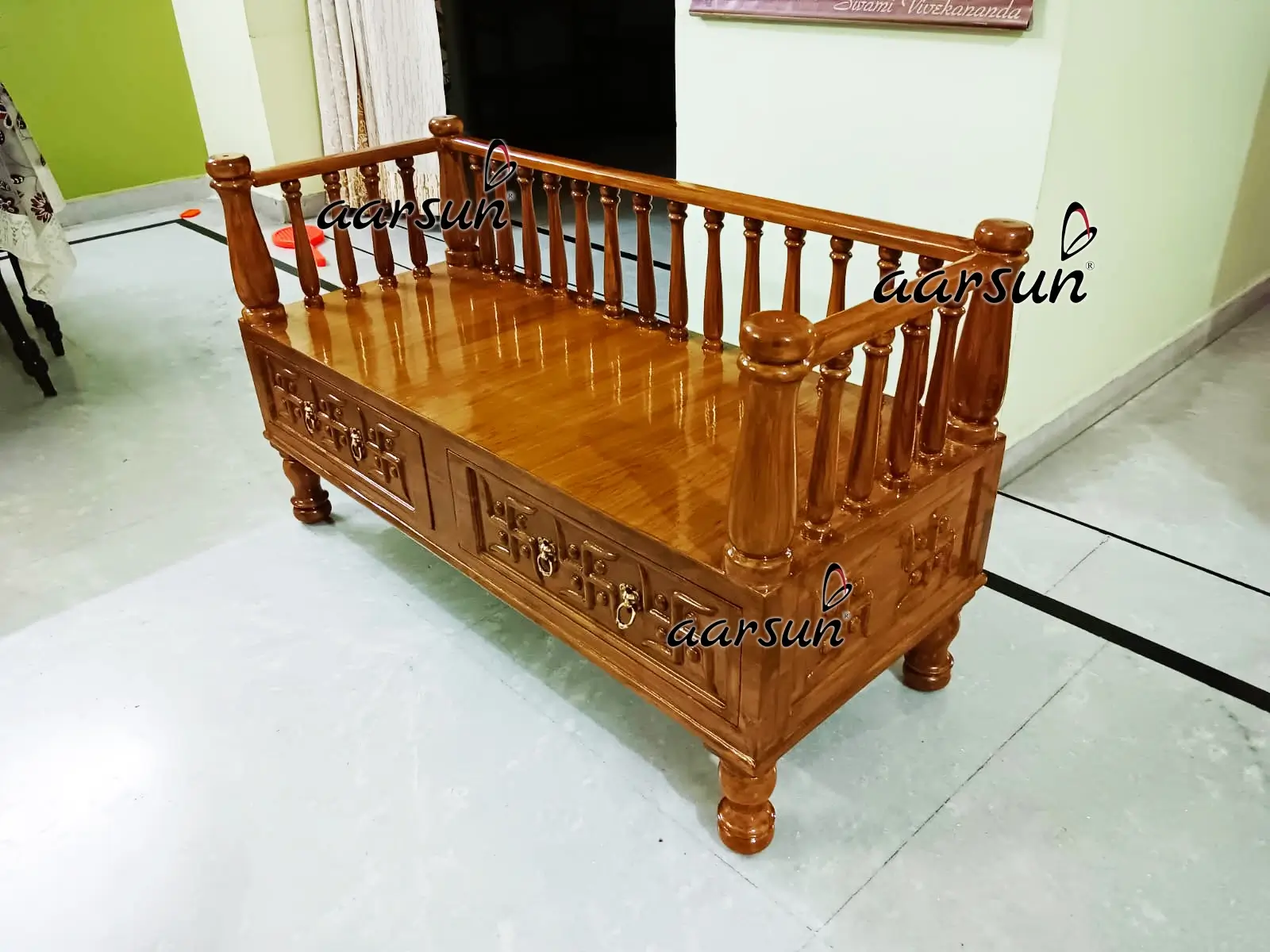 Wooden-Ganpati-Pooja-Chowki-with-side-railing