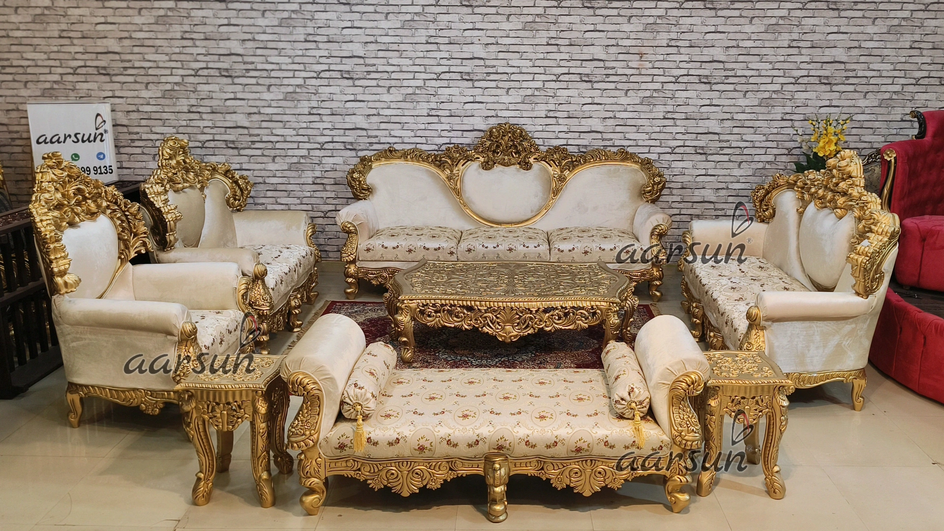 Designer Maharaja Style Wooden Sofa Set - Image 6