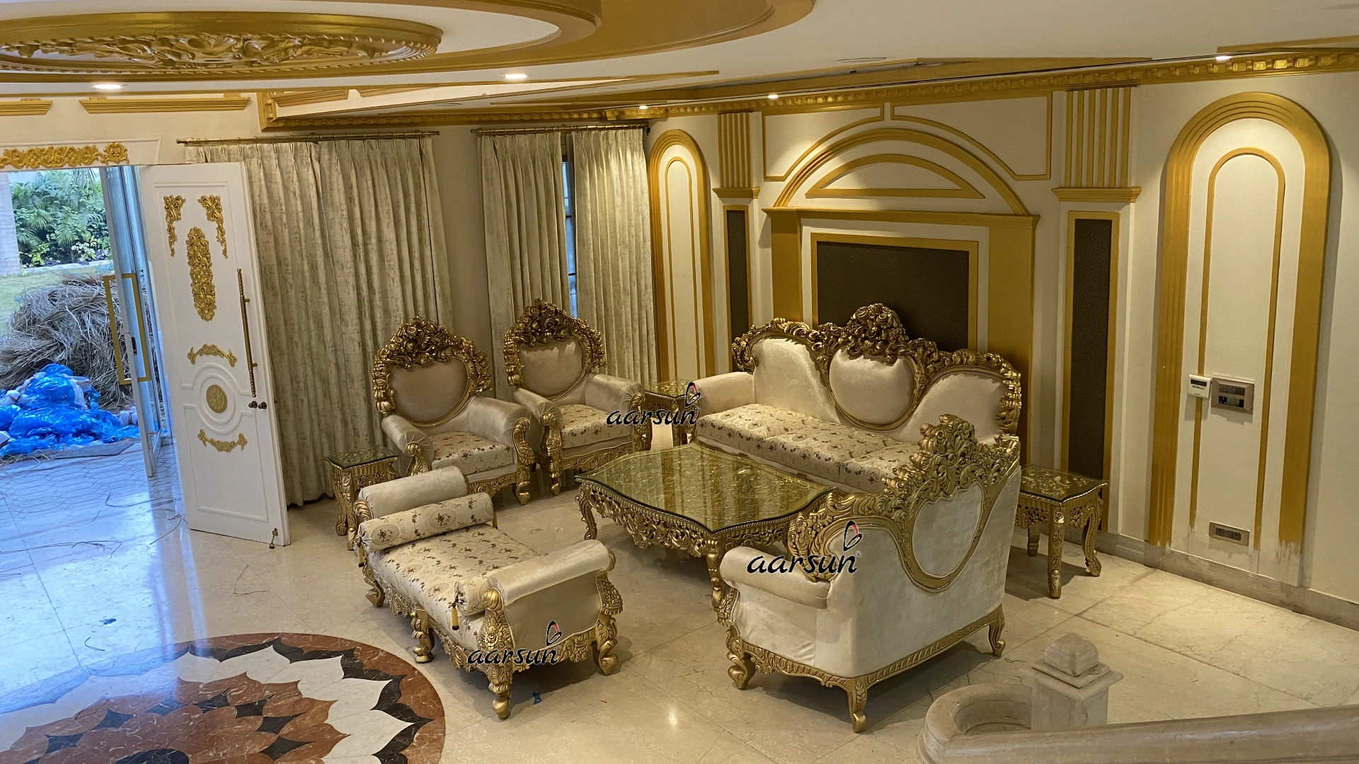 Designer Maharaja Style Wooden Sofa Set - Image 7