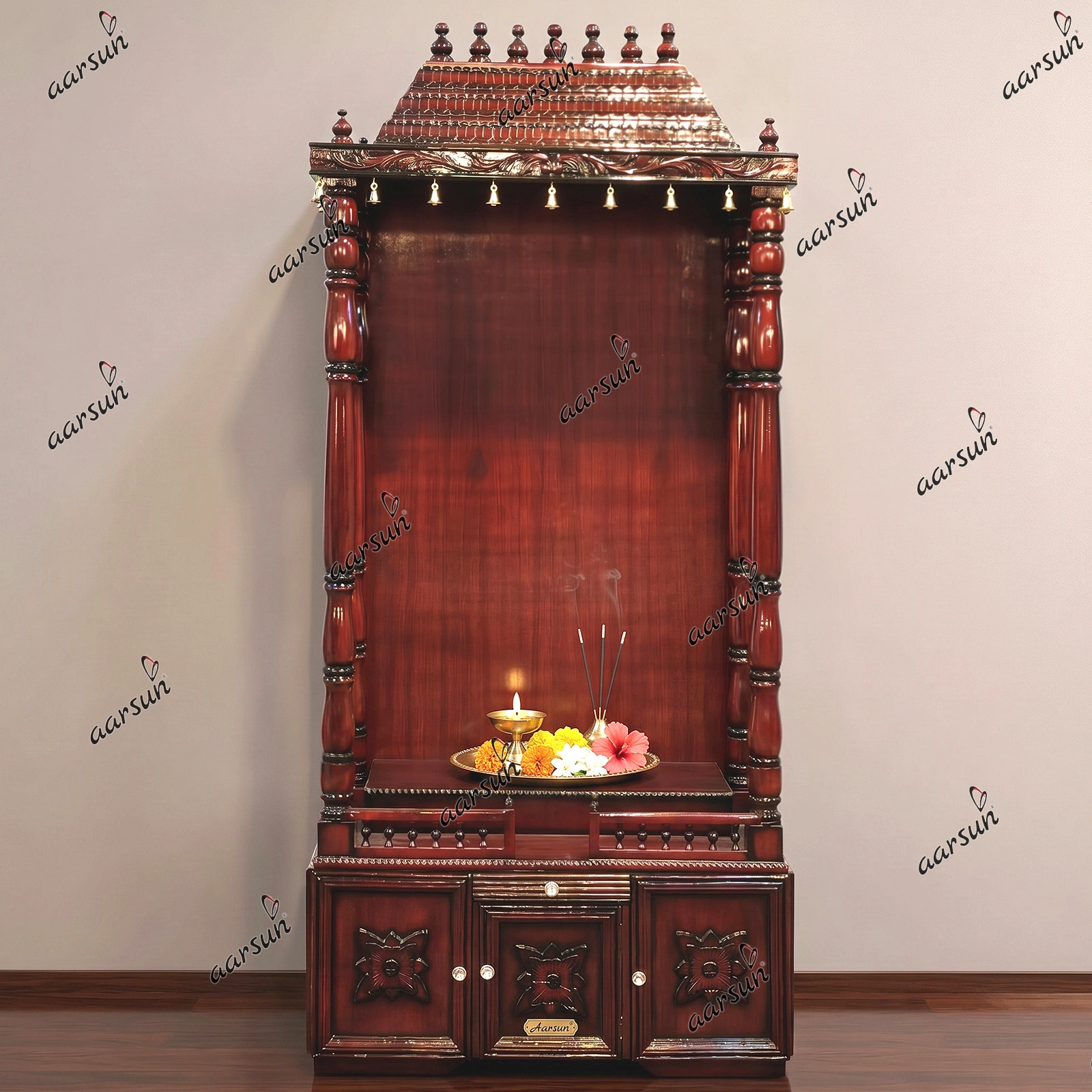 Dual Shade Wooden Temple with Gopuram