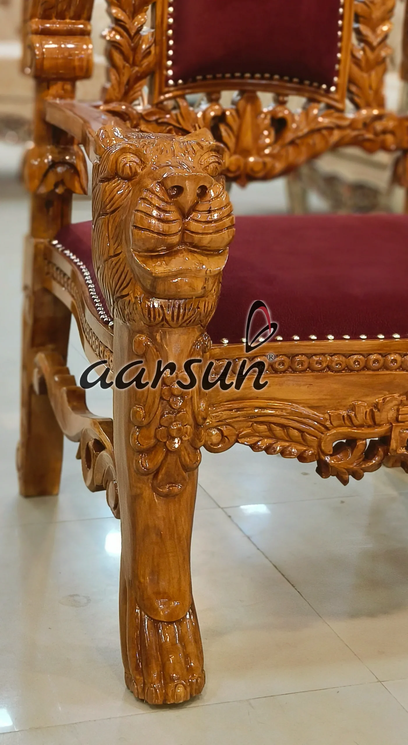 Teak Wood Guruji Chair in Natural Finish