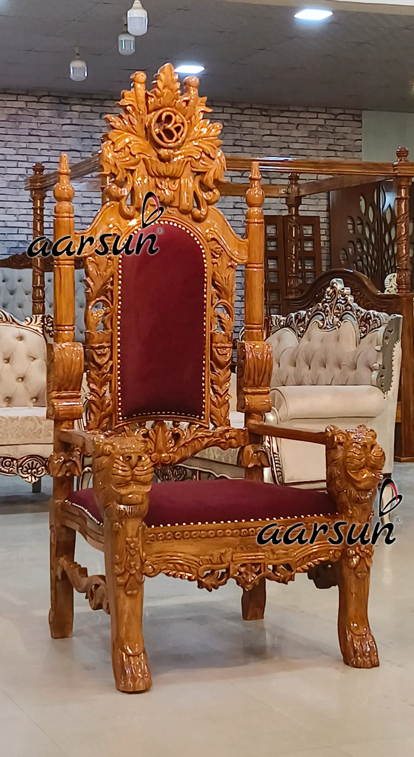 Teak Wood Guruji Chair in Natural Finish